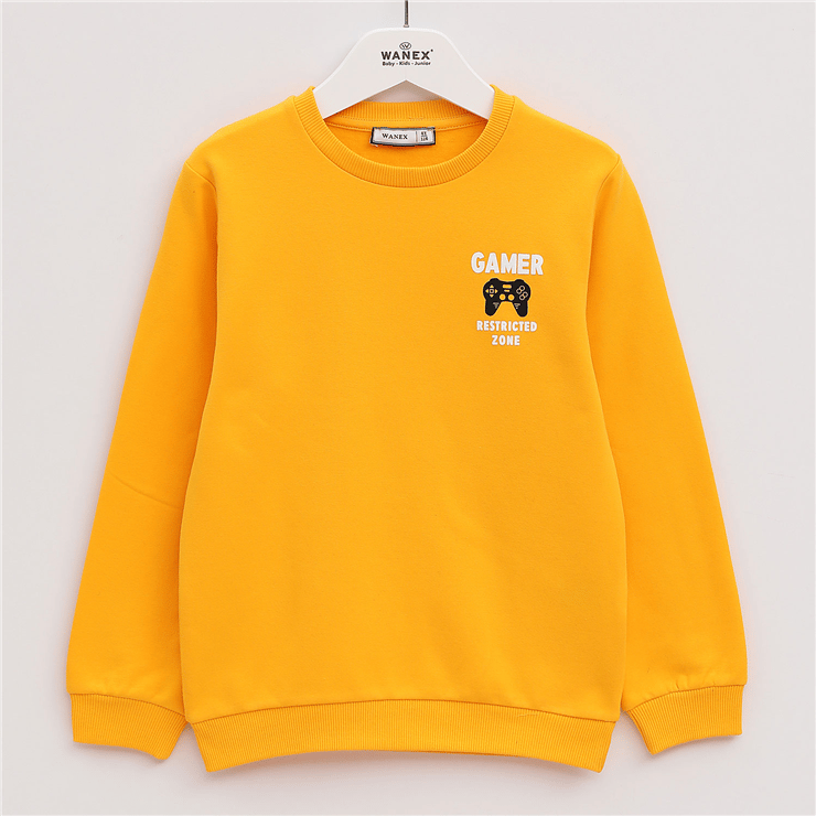 Erkek Çocuk Bisiklet Yaka Şardonlu Uzun Kol Kalın Sweatshirt - 15562