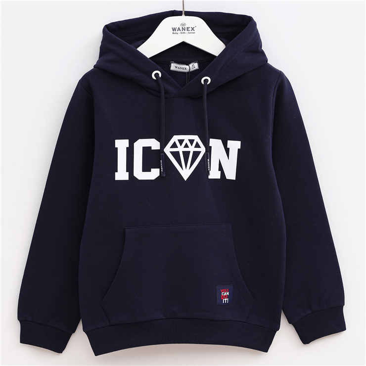 Erkek Çocuk Uzun Kol Kalın Kapüşonlu Sweatshirt - 15401