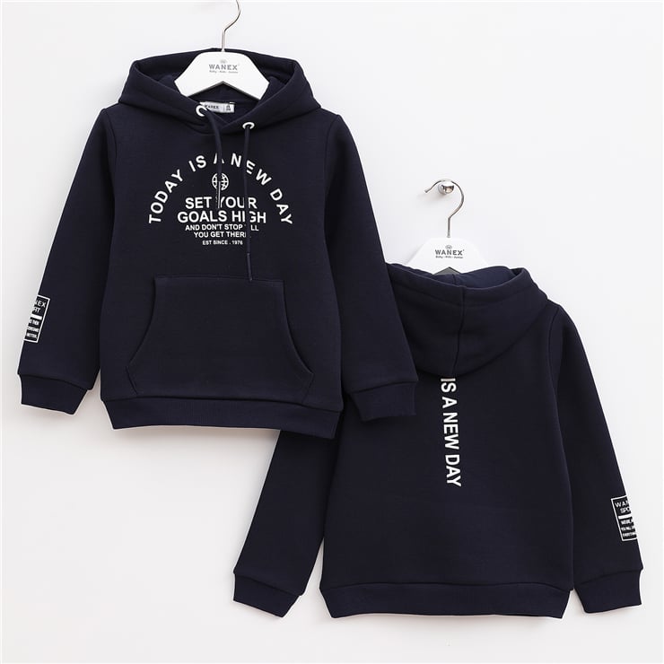 Erkek Çocuk Uzun Kol Kalın Kapüşonlu Sweatshirt - 15775