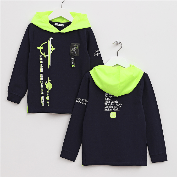 Erkek Çocuk Kapüşonlu Mevsimlik Sweatshirt - 15767