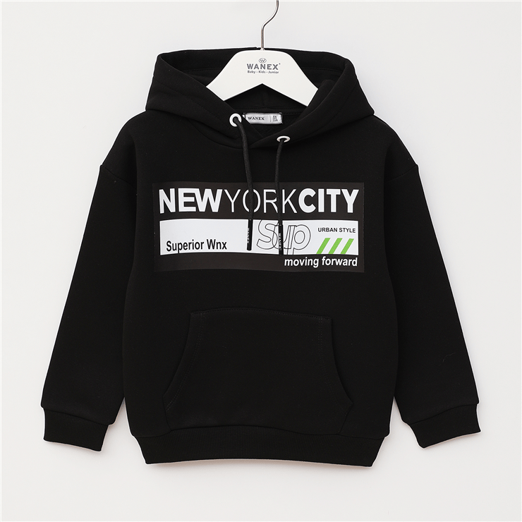 Erkek Çocuk Uzun Kol Kalın Kapüşonlu Sweatshirt - 16113
