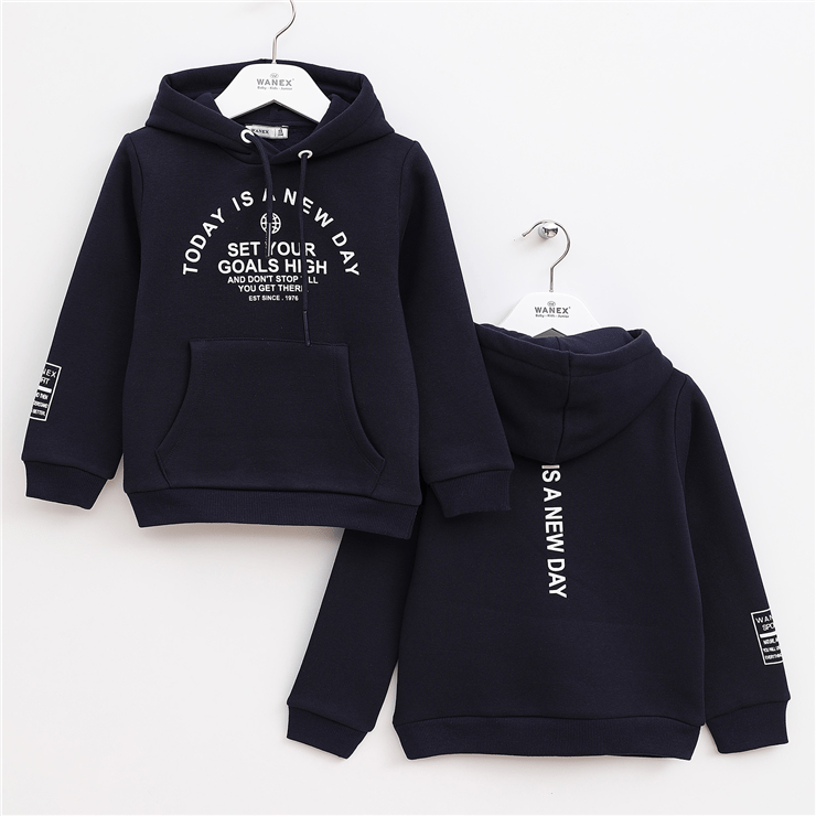 Erkek Çocuk Uzun Kol Kalın Kapüşonlu Sweatshirt - 15775