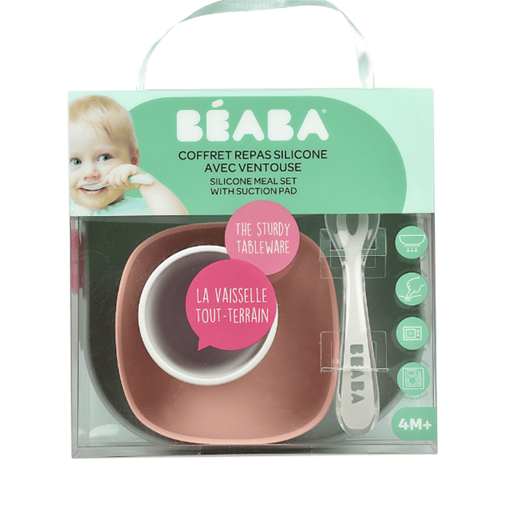 BEABA 4 Piece Silicone Feeding Set - Eucalyptus