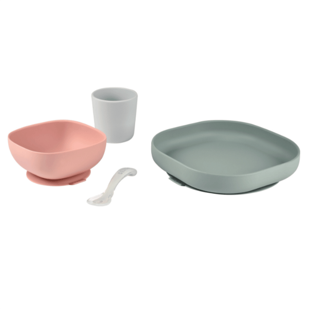 BEABA 4 Piece Silicone Feeding Set - Eucalyptus