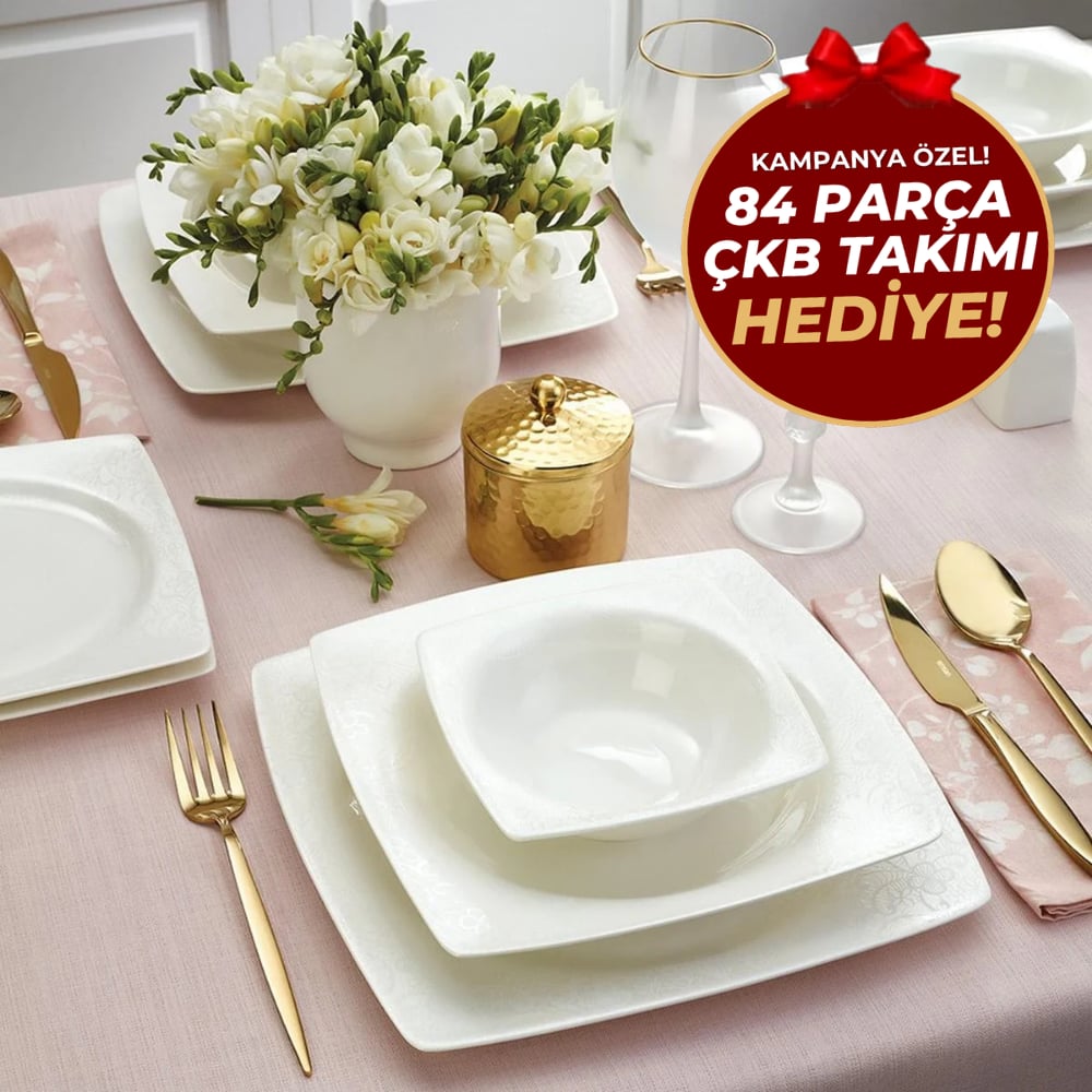 EMSAN FINE BONE YENI MEYRA 61 PRC YEMEK TAKIMI KARE