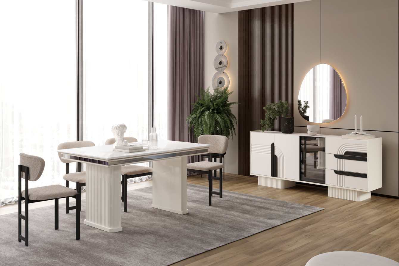 Nesa Begonya Yemek Odası Takımı Konsol+Ayna+Masa+4 Sandalye