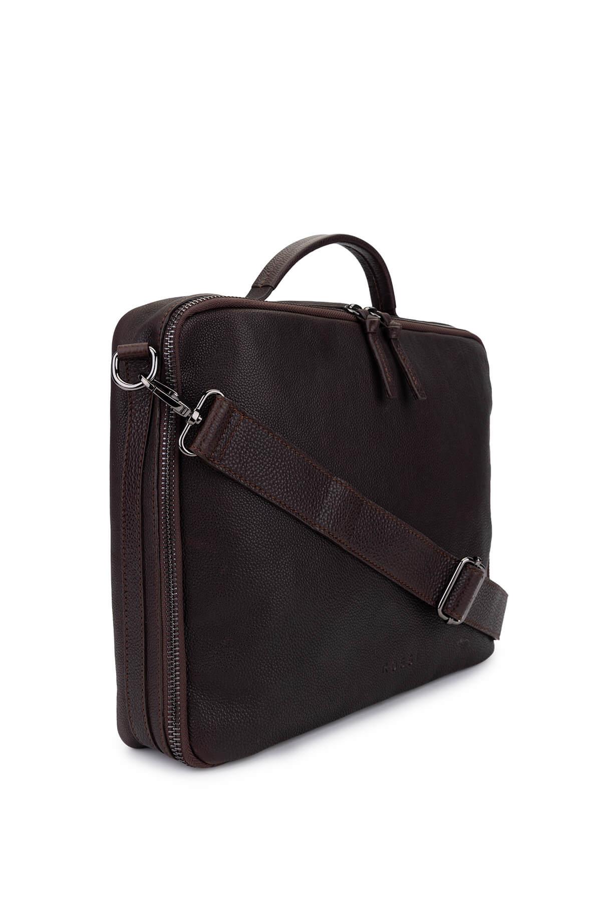 Bruno Rossi Bag Erkek Hakiki Deri Kahverengi Evrak Çantası