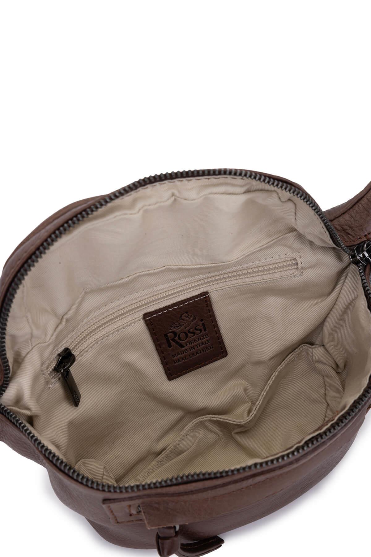 BRUNO ROSSI BAG Erkek Hakiki Deri Kahverengi Bel Çantası