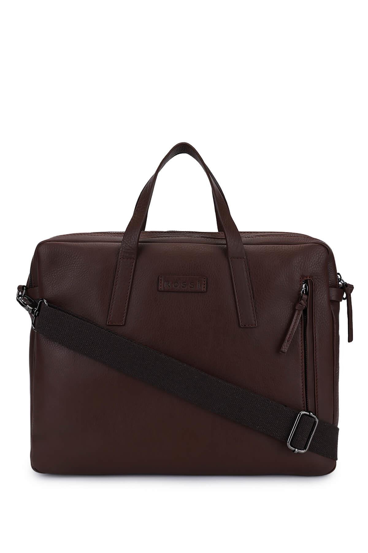 Bruno Rossi Bag Erkek Hakiki Deri Kahverengi Evrak Çantası