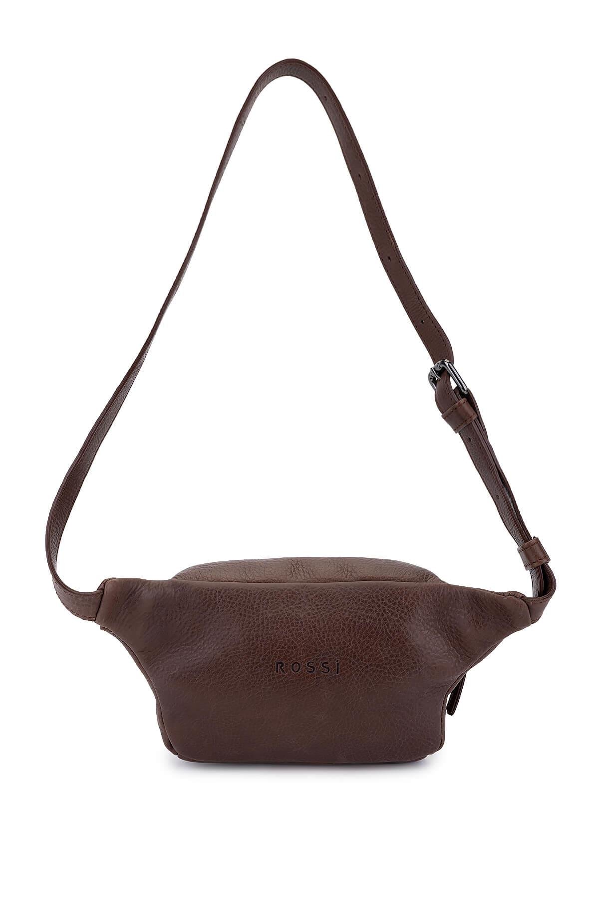 BRUNO ROSSI BAG Erkek Hakiki Deri Kahverengi Bel Çantası