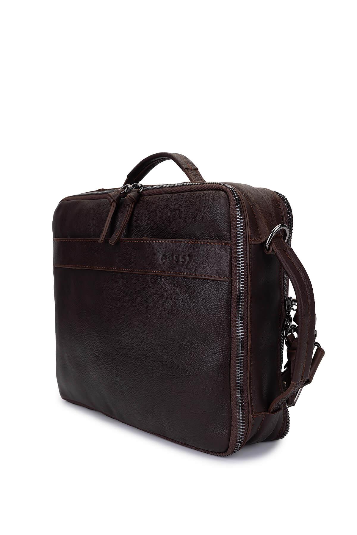 Bruno Rossi Bag Erkek Hakiki Deri Kahverengi Sırt Çantası