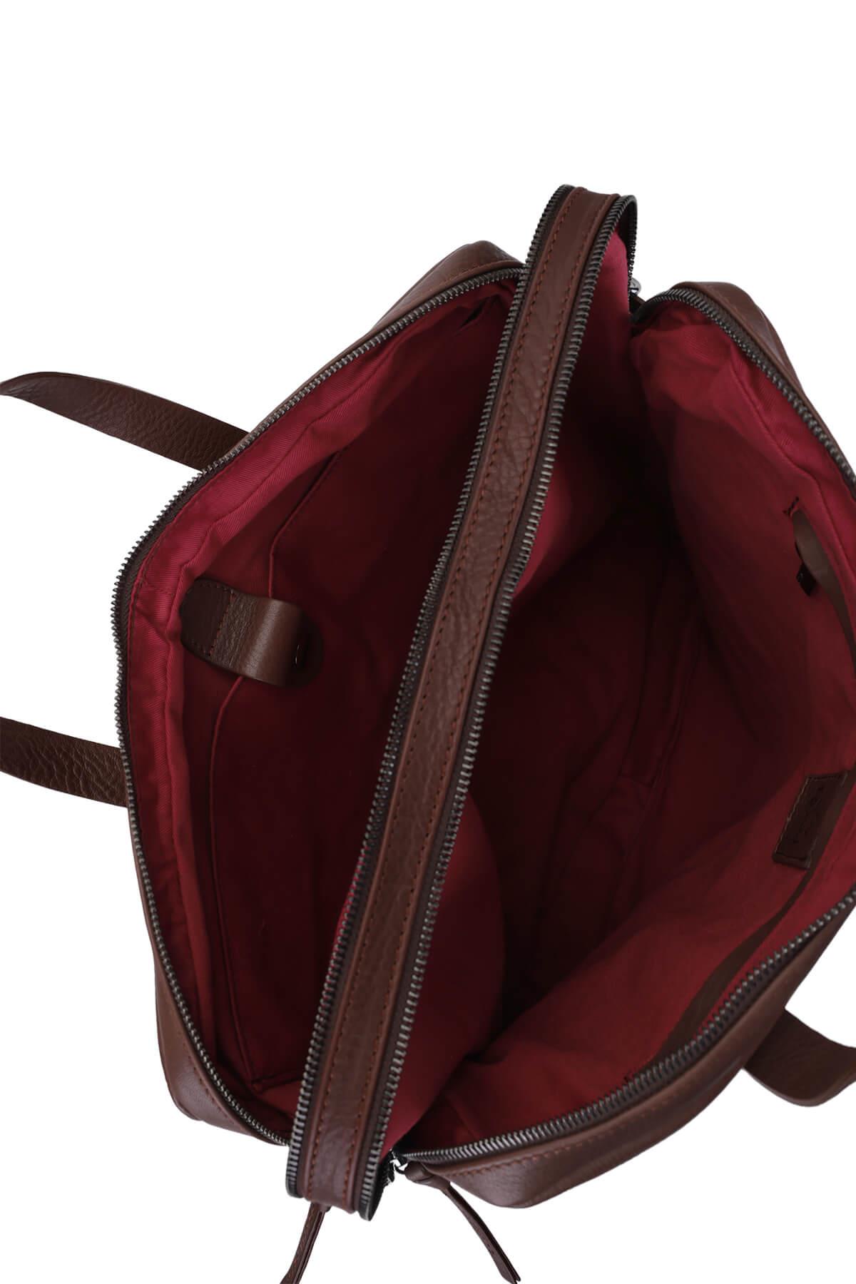 Bruno Rossi Bag Erkek Hakiki Deri Kahverengi Evrak Çantası