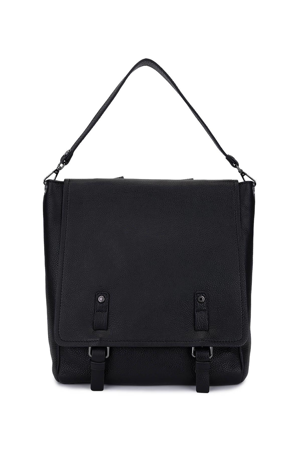 Bruno Rossi Bag Erkek Hakiki Deri Siyah Sırt Çantası