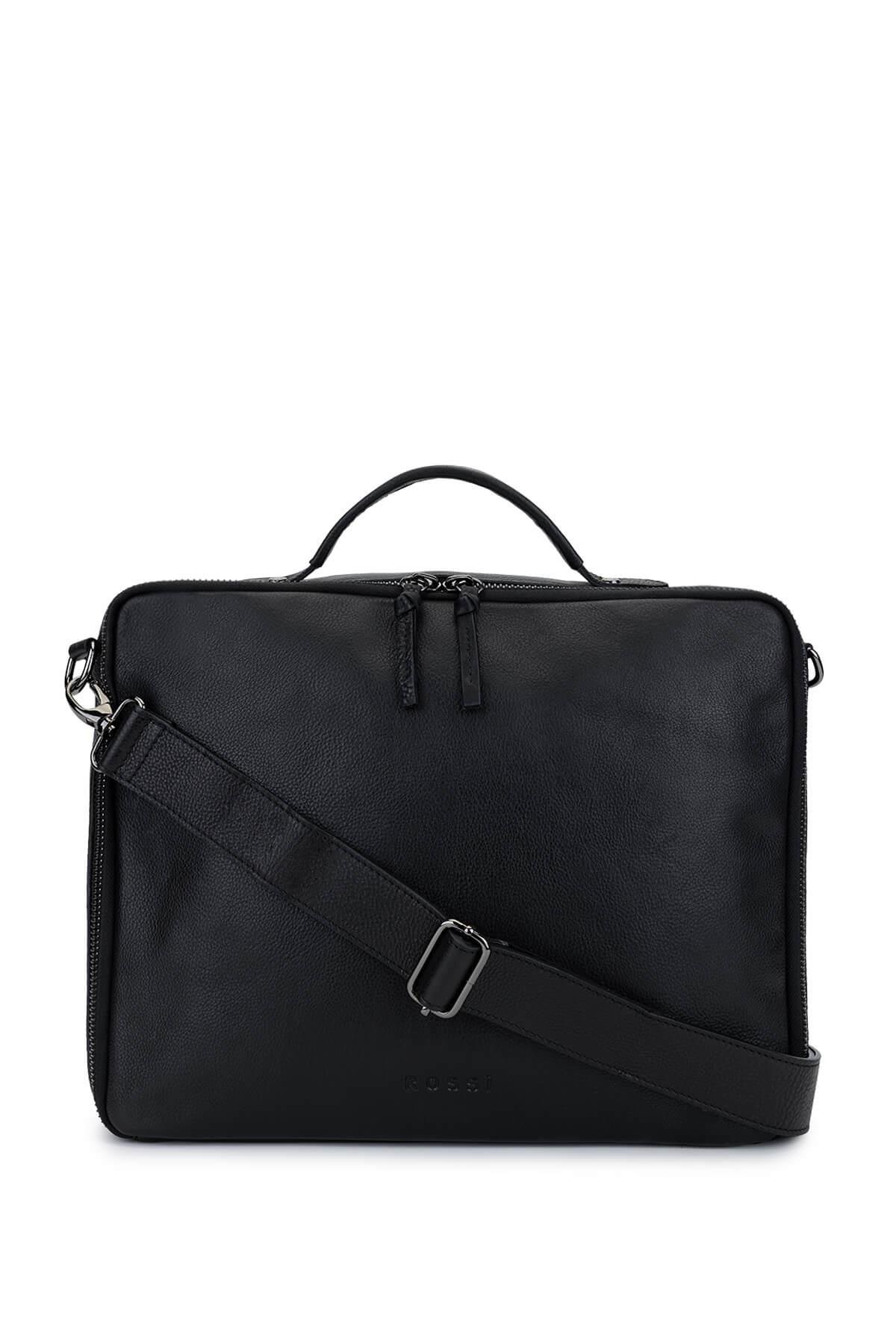 Bruno Rossi Bag Erkek Hakiki Deri Siyah Evrak Çantası