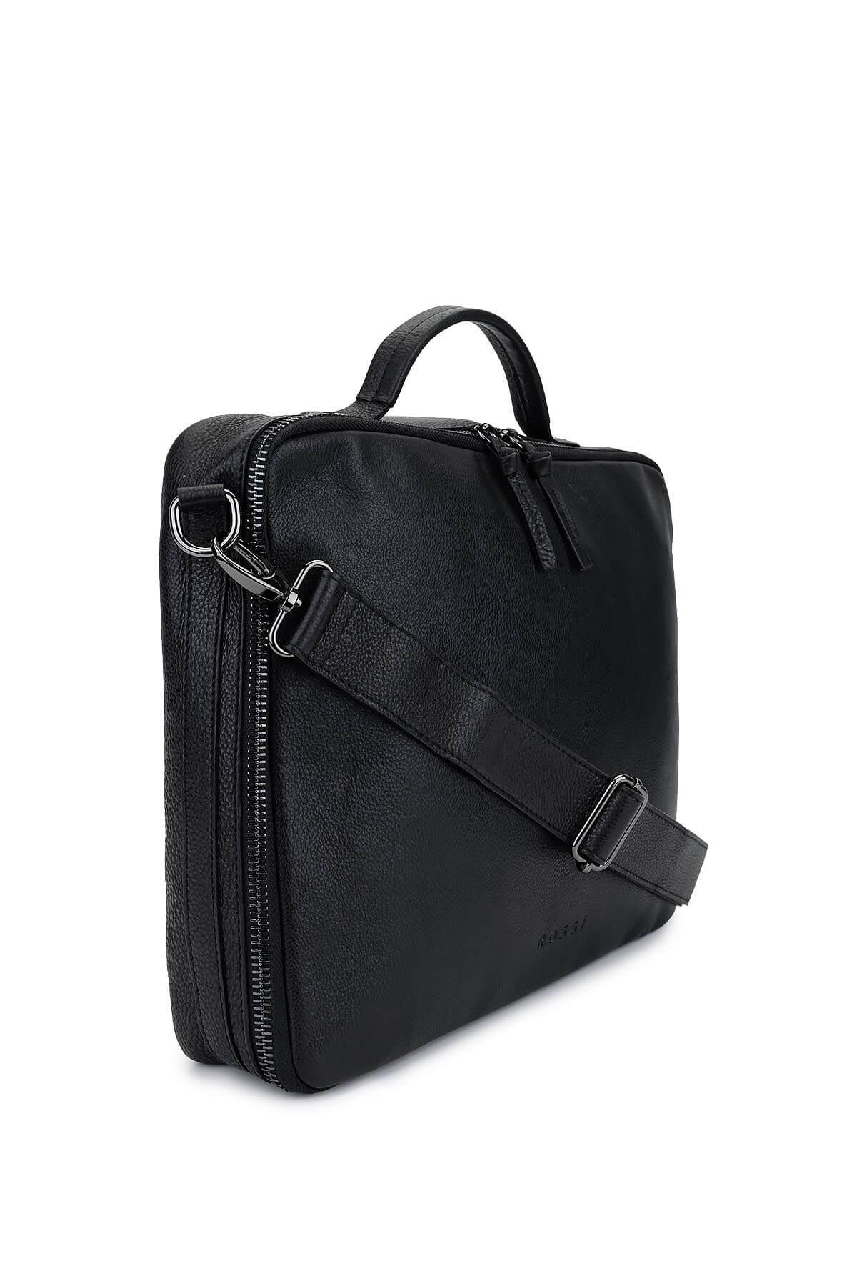 Bruno Rossi Bag Erkek Hakiki Deri Siyah Evrak Çantası