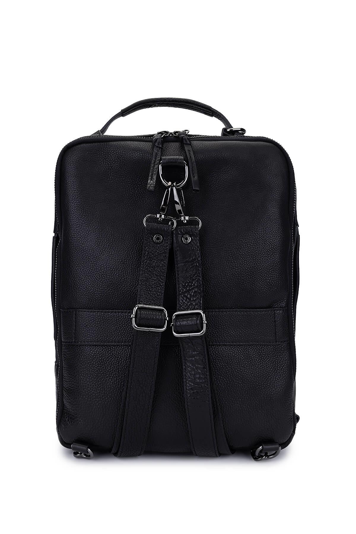 Bruno Rossi Bag Erkek Hakiki Deri Siyah Sırt Çantası