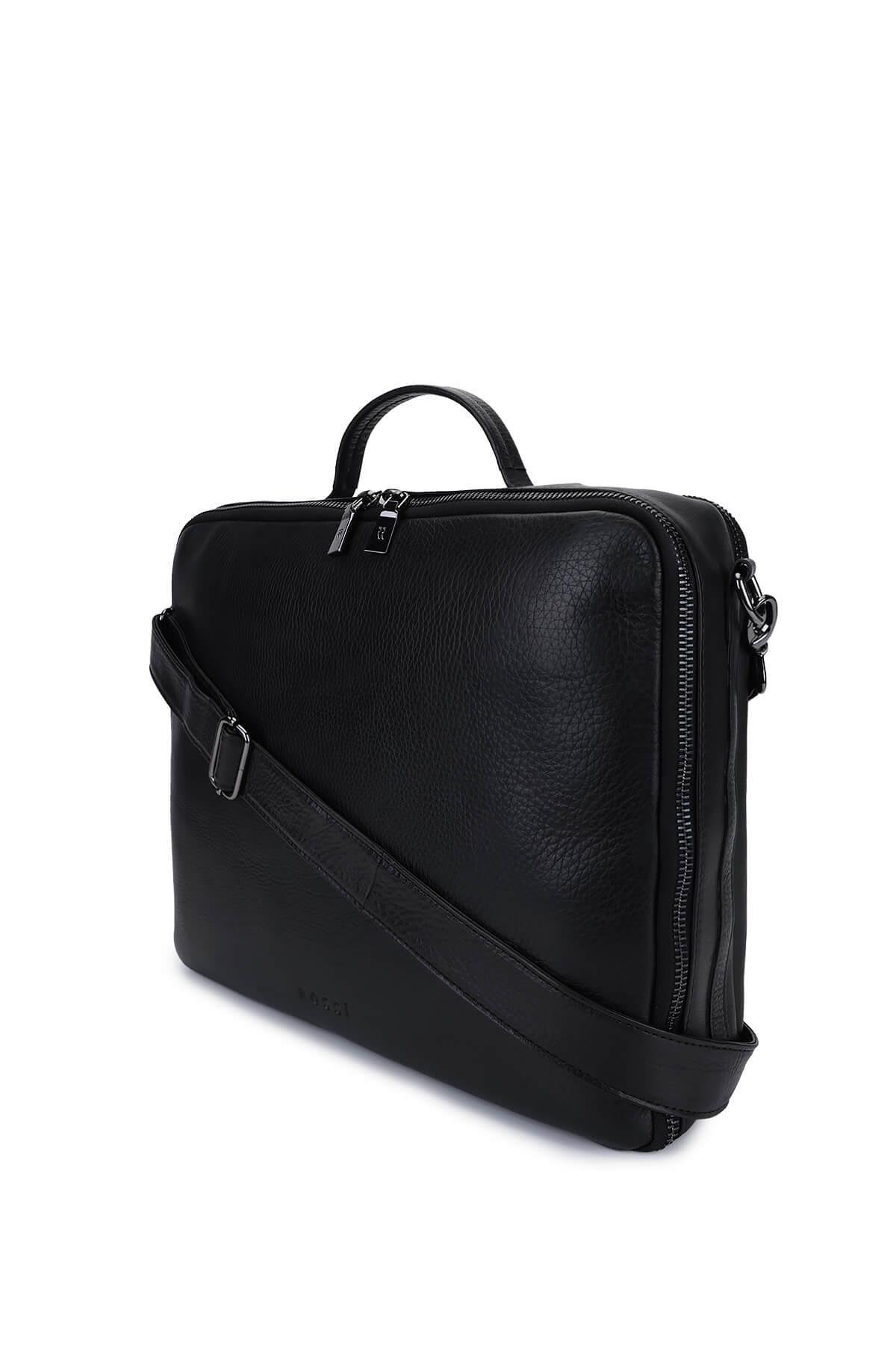 Bruno Rossi Bag Erkek Hakiki Deri Siyah Evrak Çantası