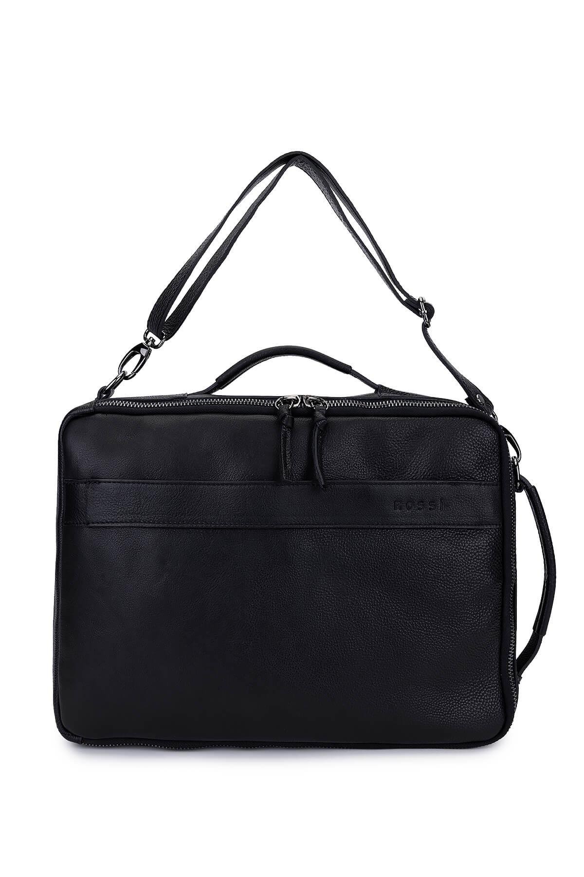 Bruno Rossi Bag Erkek Hakiki Deri Siyah Sırt Çantası