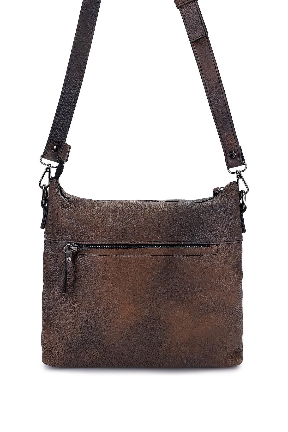 Bruno Rossi Bag Erkek Hakiki Deri Taupe Postacı Çanta