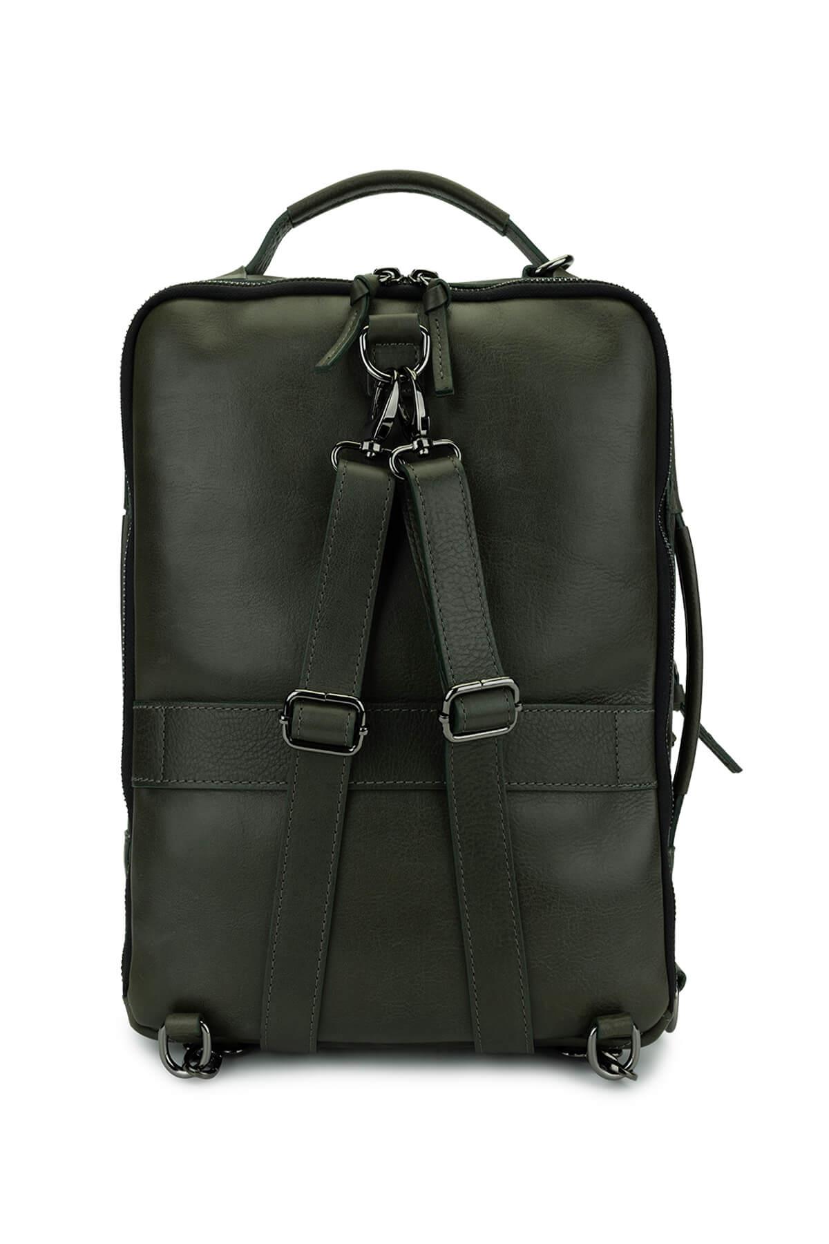 Bruno Rossi Bag Erkek Hakiki Deri Yeşil Sırt Çantası