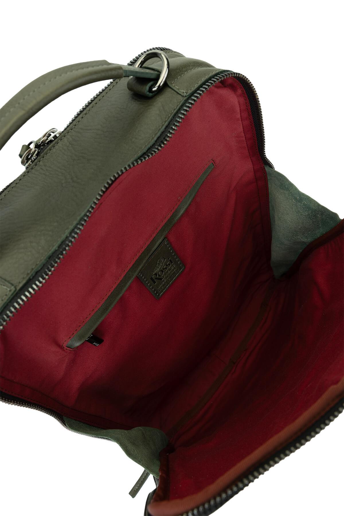 Bruno Rossi Bag Erkek Hakiki Deri Yeşil Sırt Çantası