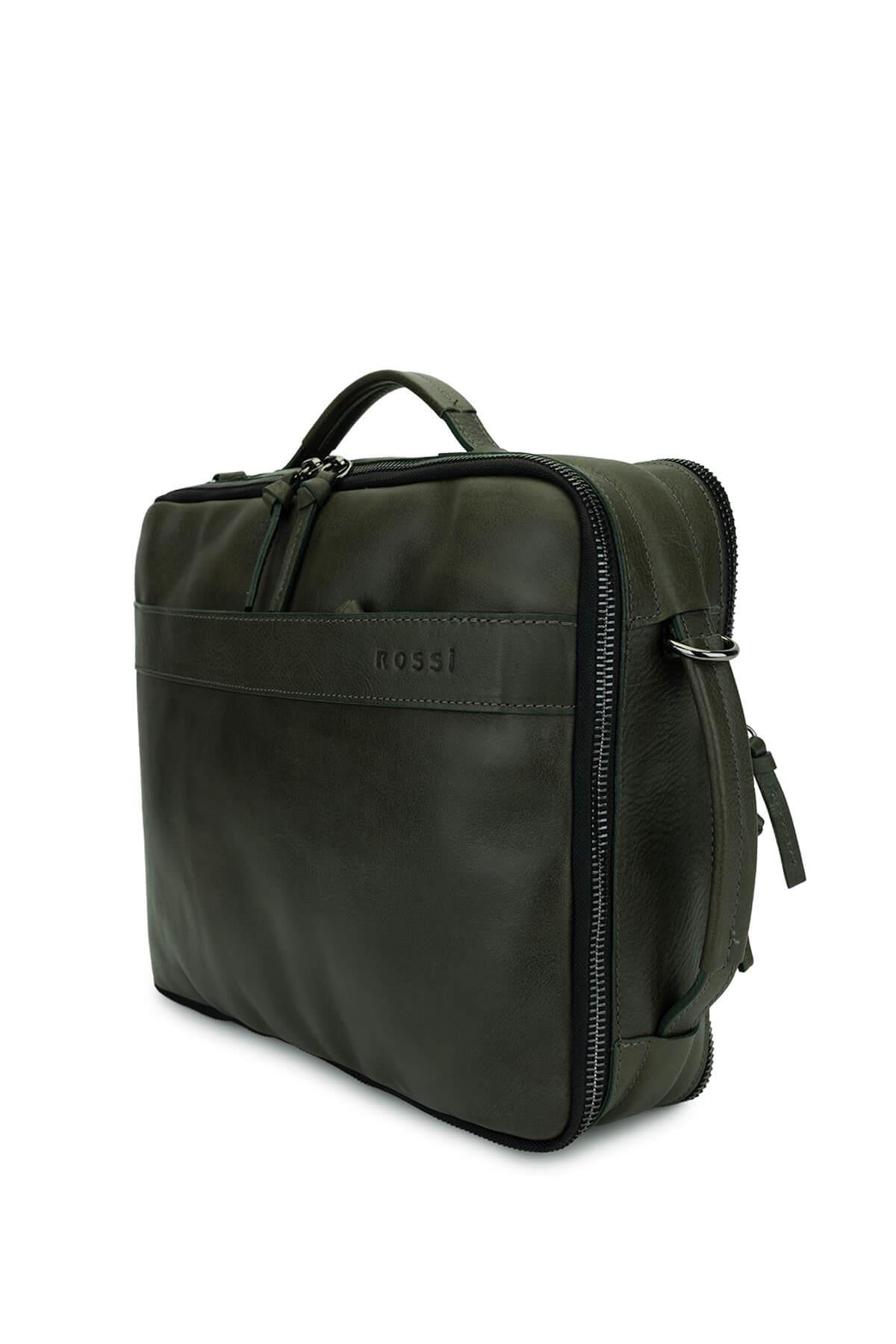Bruno Rossi Bag Erkek Hakiki Deri Yeşil Sırt Çantası