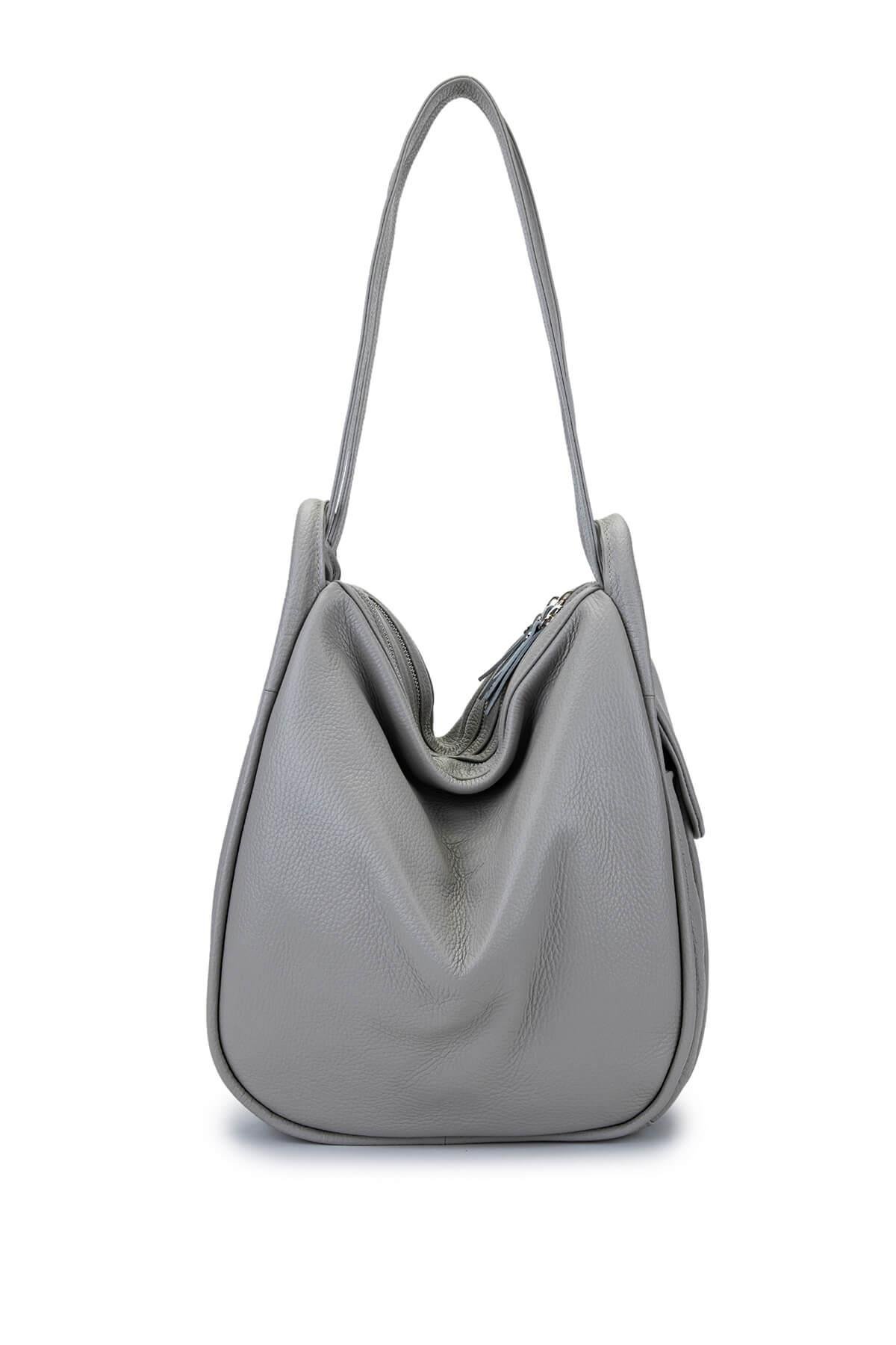 Bruno Rossi Bag Kadın Hakiki Deri Buz Beyazı Sırt & Omuz Çantası