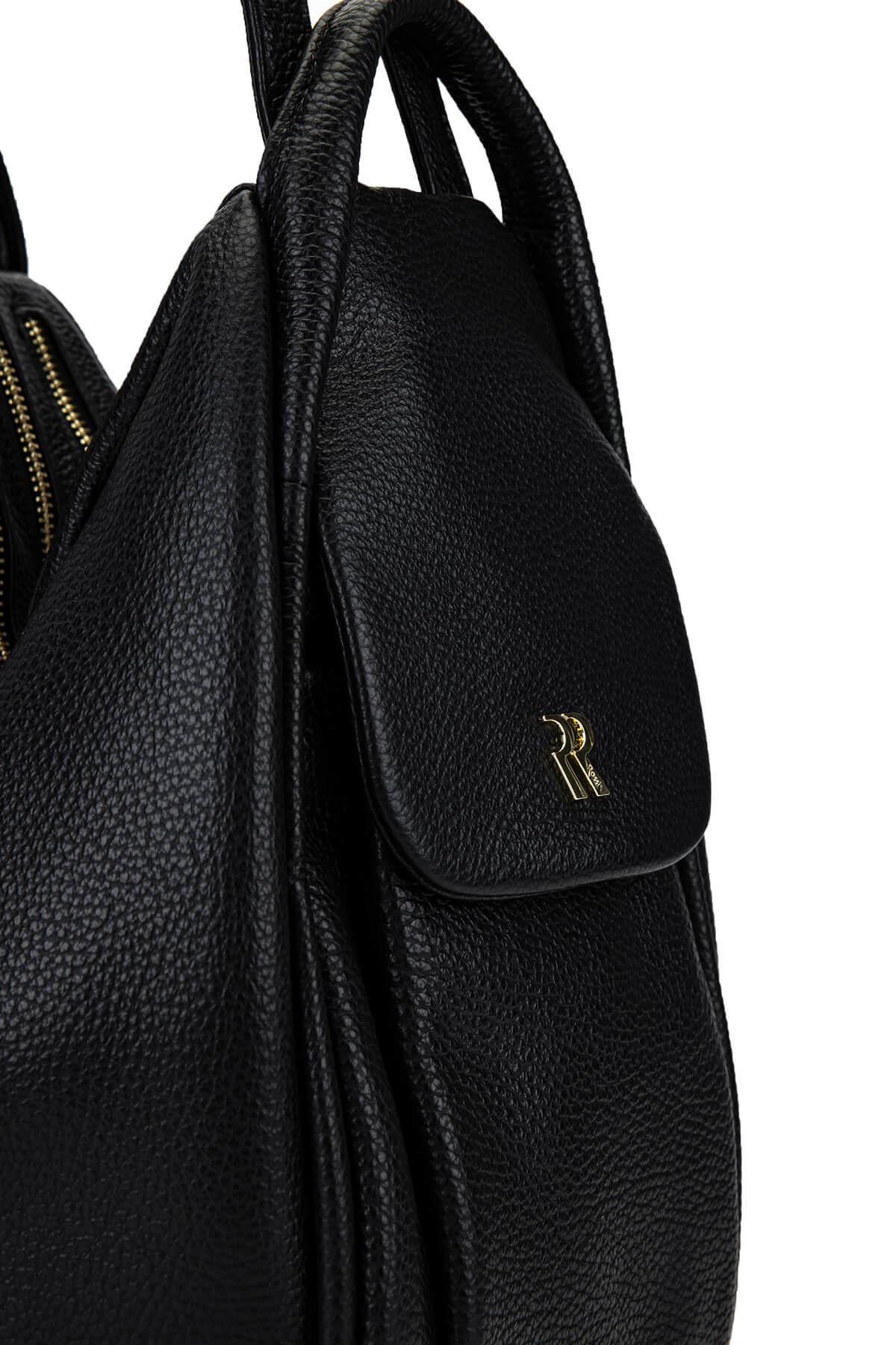 Bruno Rossi Bag Kadın Hakiki Deri Siyah Sırt & Omuz Çantası