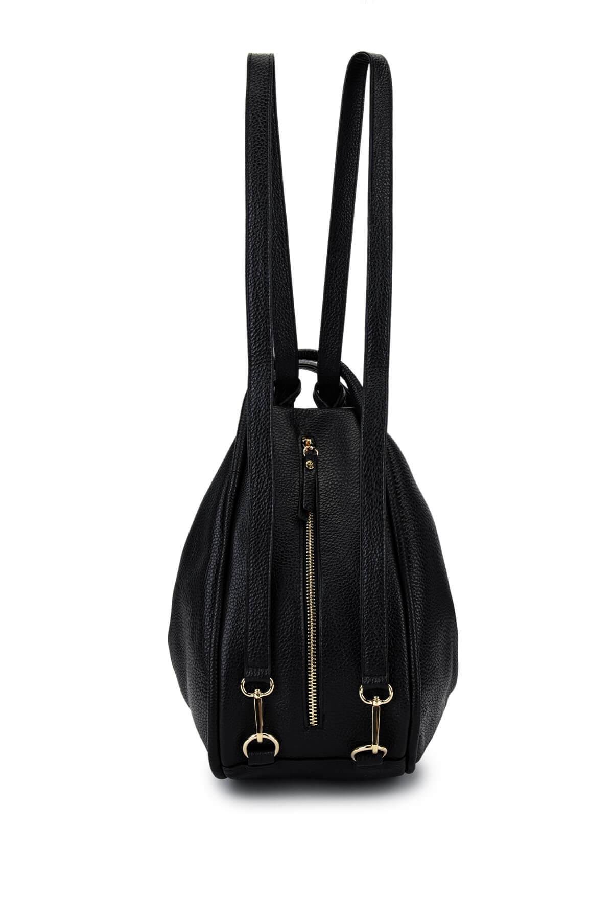 Bruno Rossi Bag Kadın Hakiki Deri Siyah Sırt & Omuz Çantası