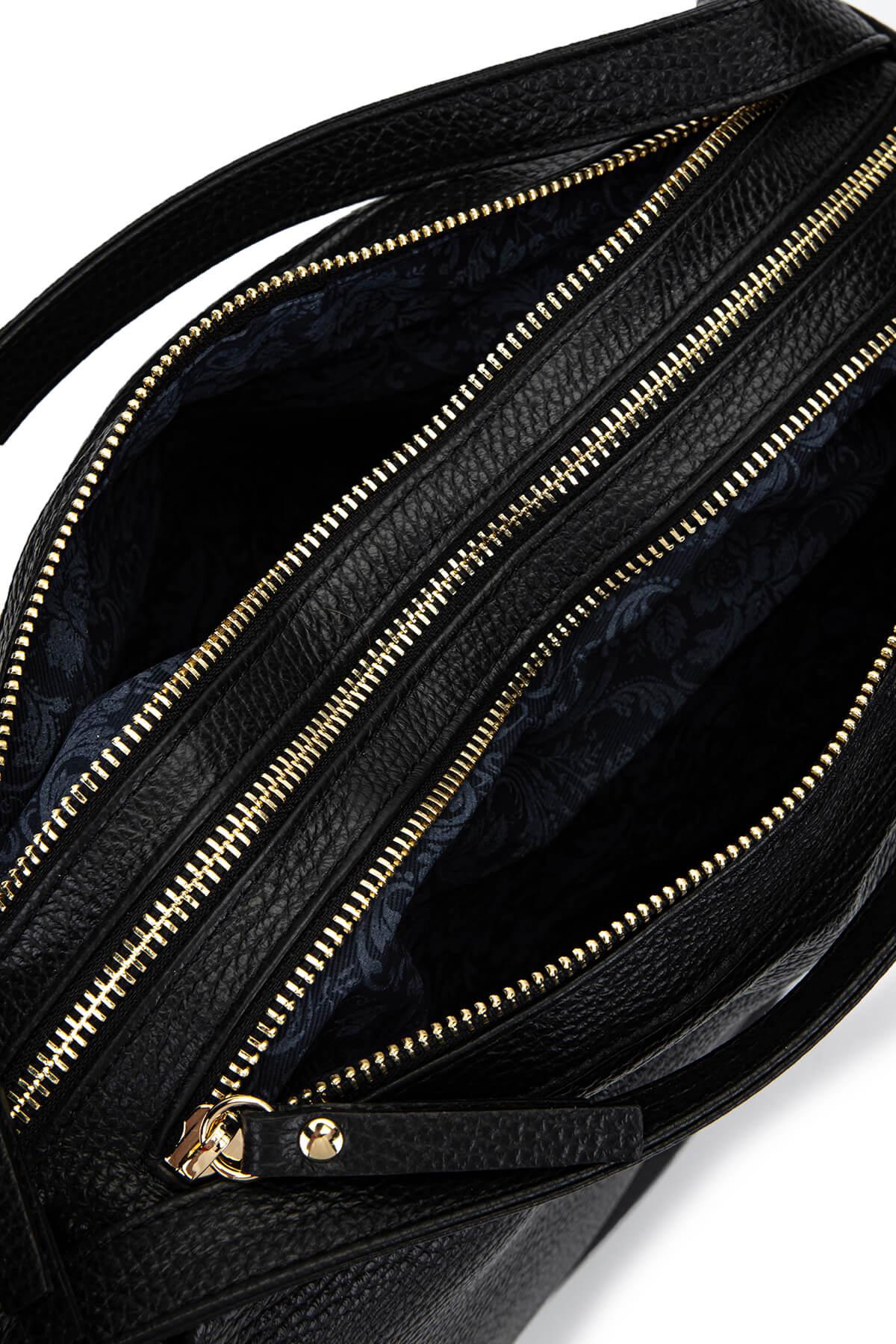 Bruno Rossi Bag Kadın Hakiki Deri Siyah Sırt & Omuz Çantası