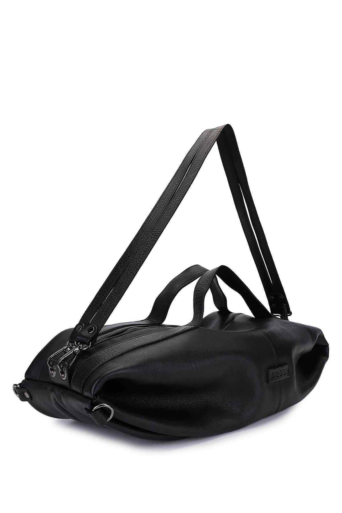 Bruno Rossi Bag Unisex Hakiki Deri Siyah Sırt & El Çantası