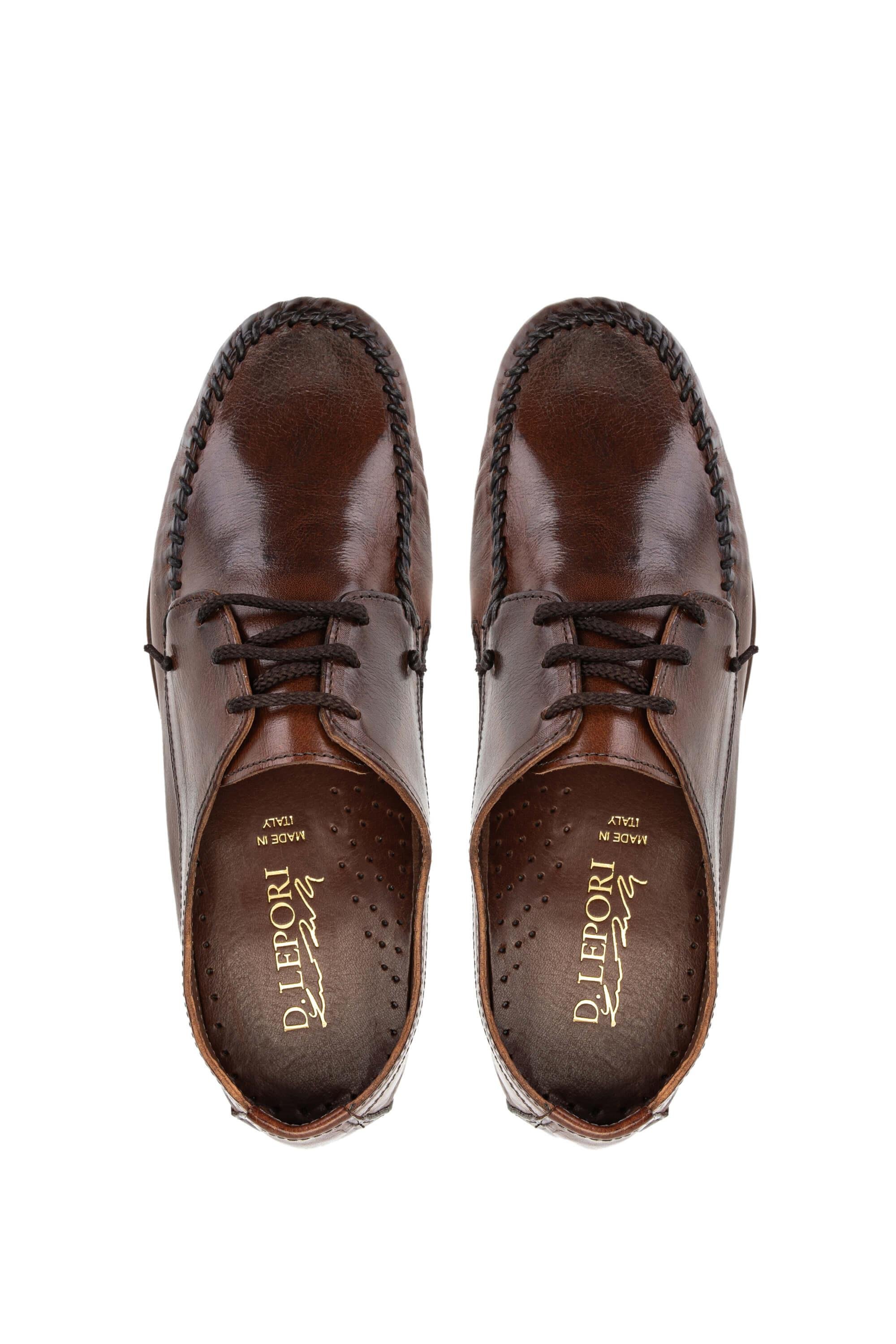 D.LEPORI Erkek Hakiki Deri Kahverengi Casual Ayakkabı