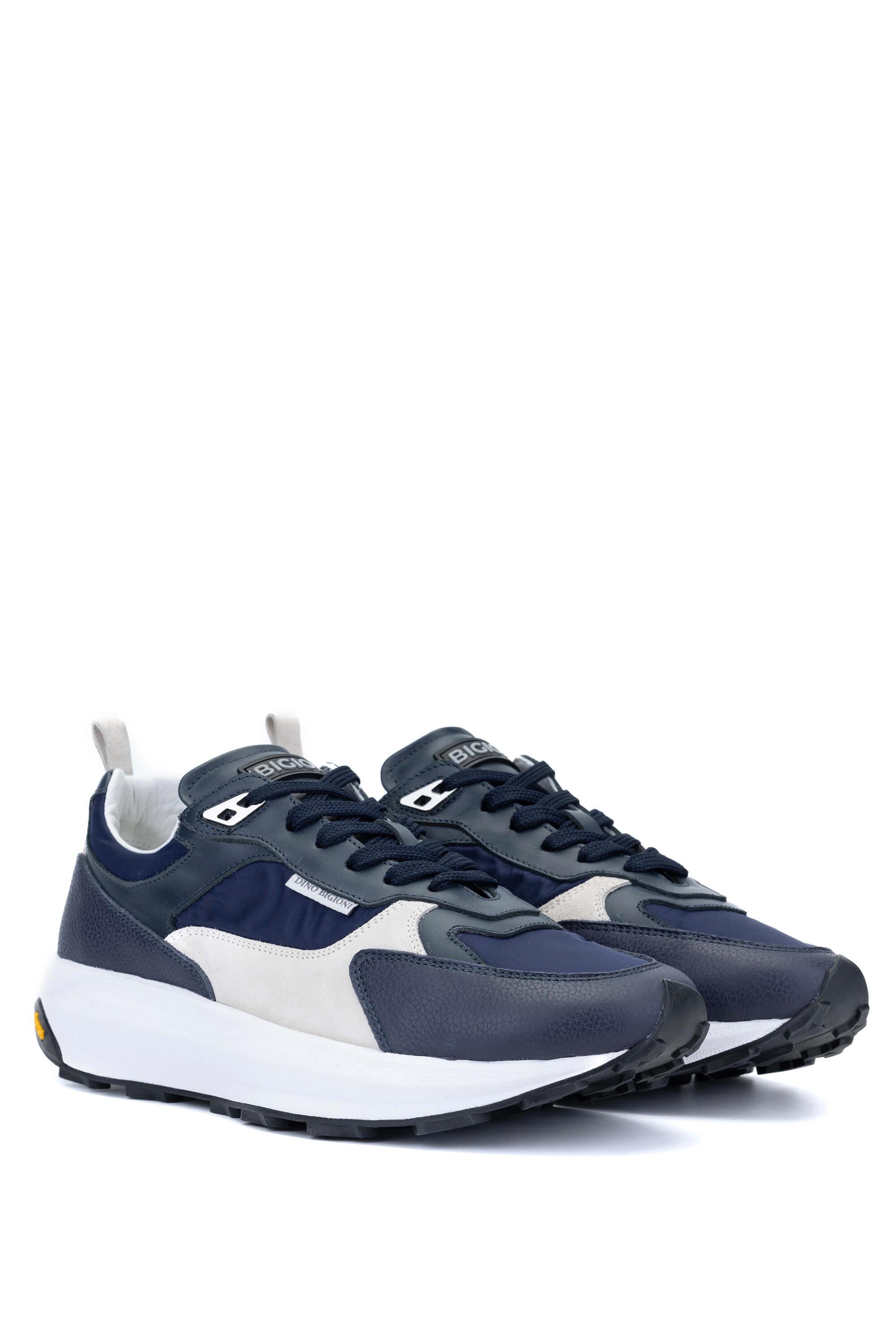 DINO BIGIONI Erkek Tekstil Deri Mavi Sneakers & Spor Ayakkabı