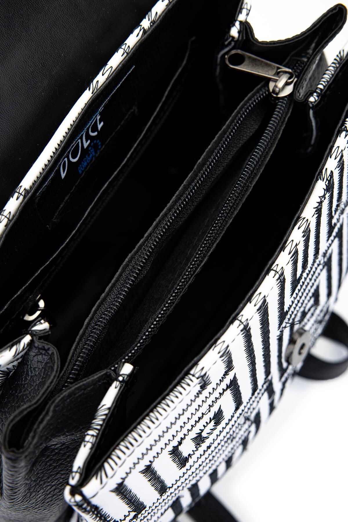 DOLCE Kadın Vegan Beyaz/Siyah Multi Renk Sırt Çantası