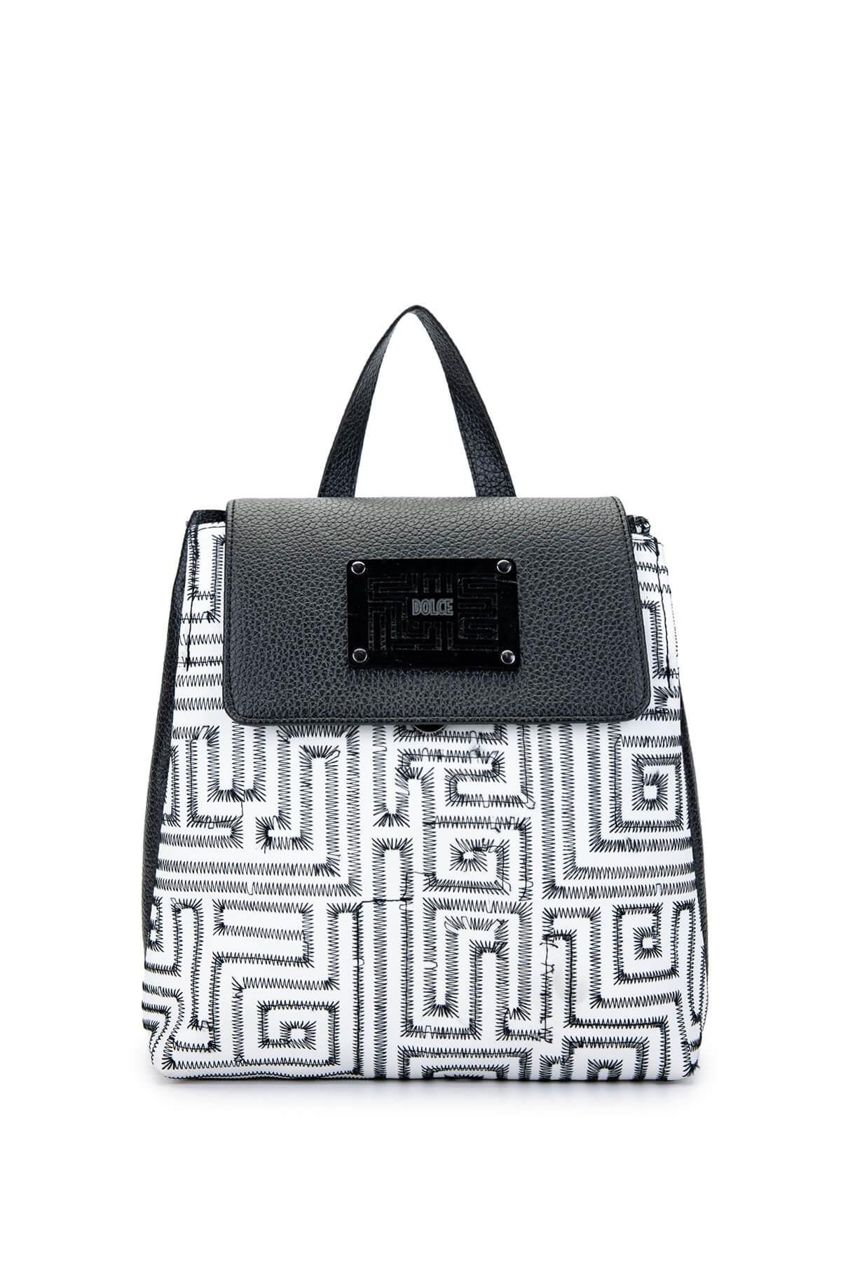 DOLCE Kadın Vegan Beyaz/Siyah Multi Renk Sırt Çantası