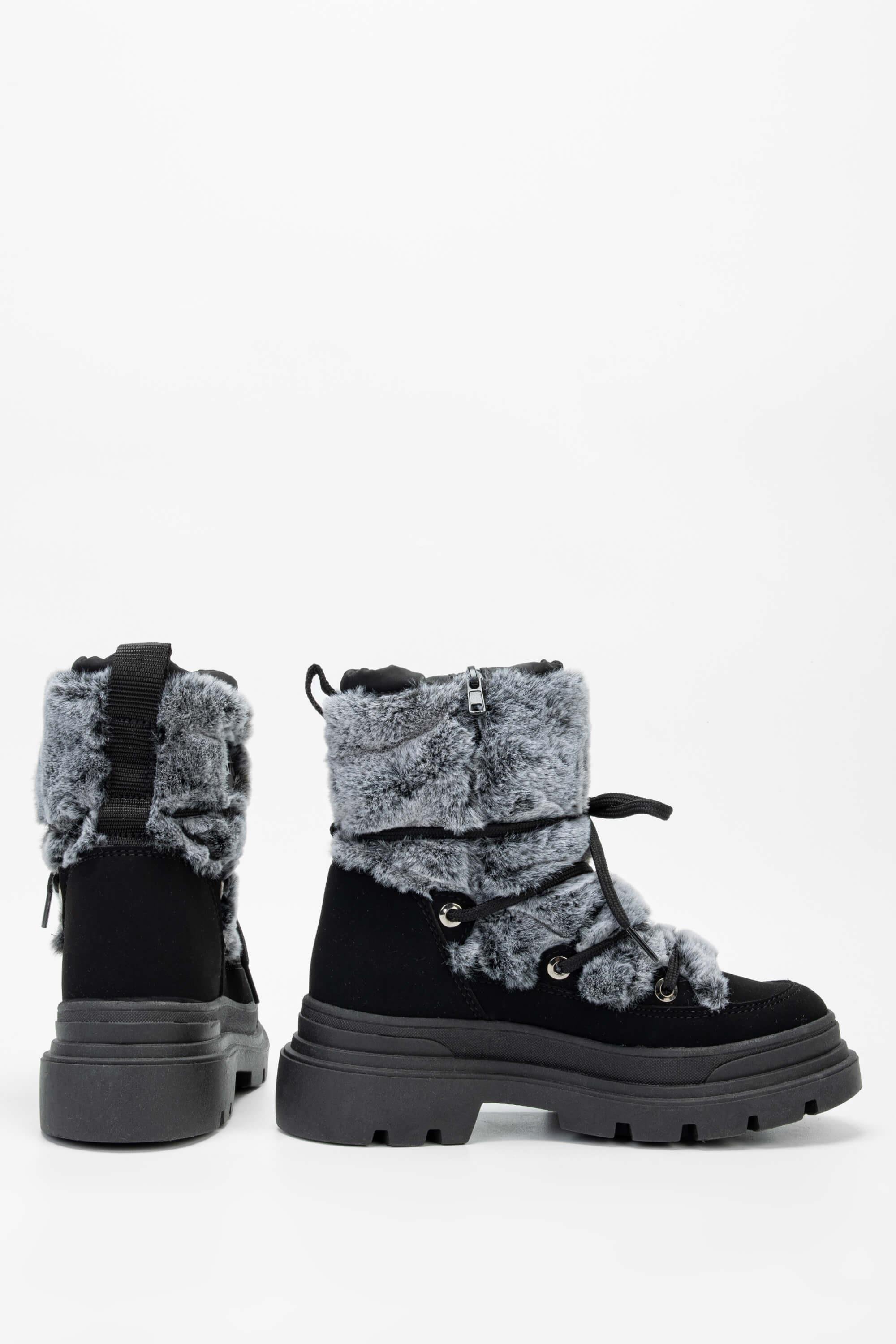 EFFETRE Kadın DERI/KURK Gri Melanj Kar Botu