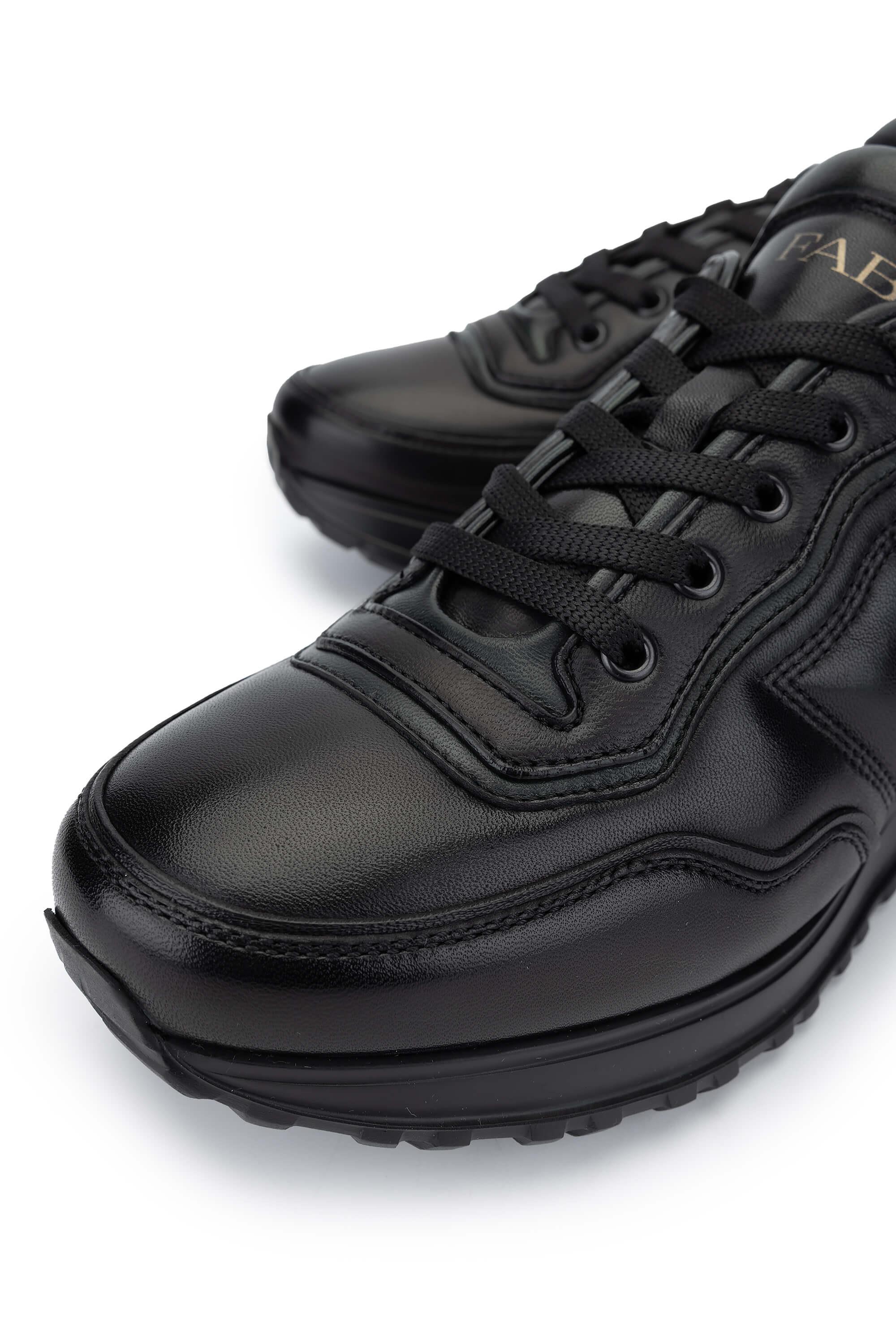 Fabi Erkek Hakiki Deri Siyah Sneakers & Spor Ayakkabı