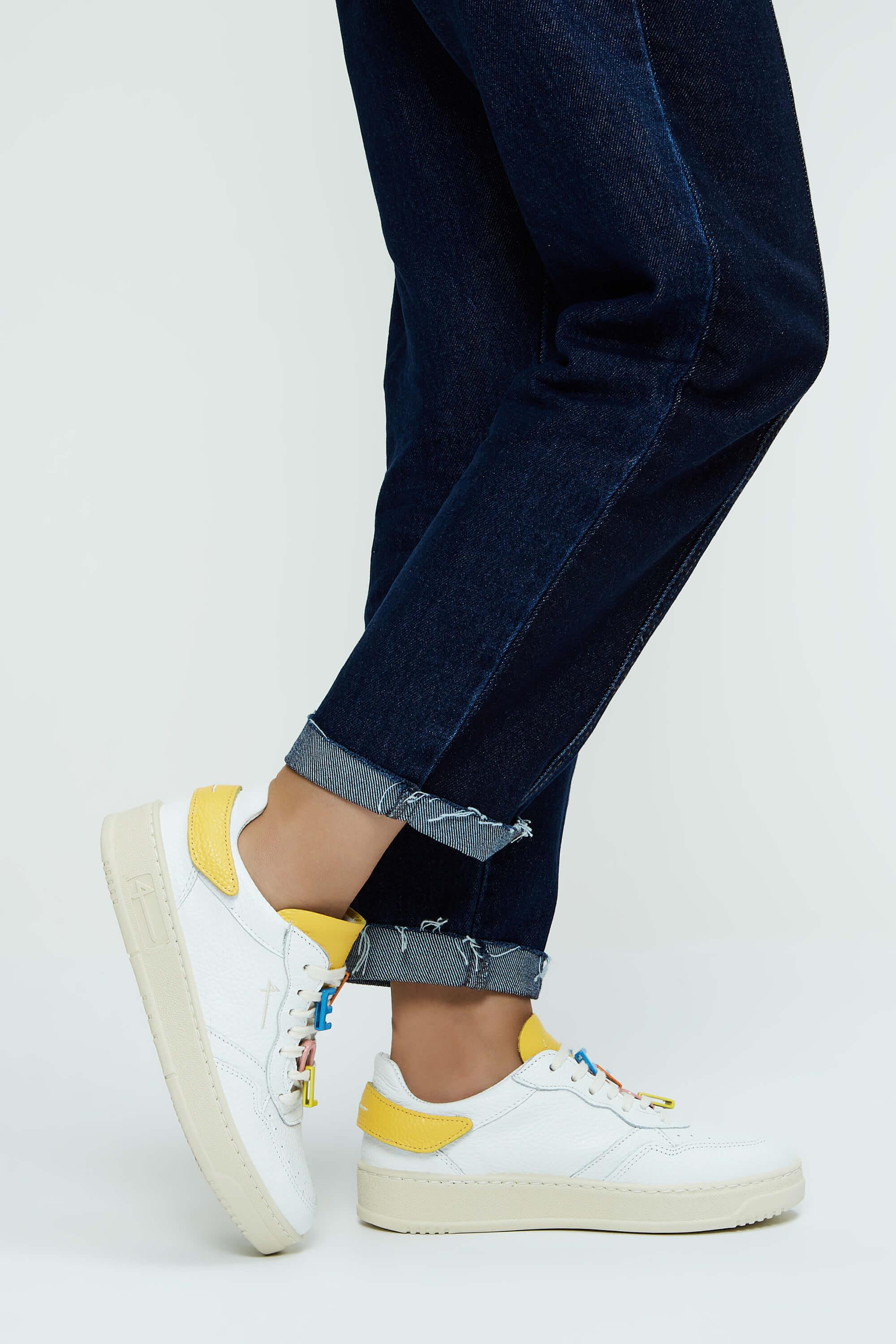 Fourline Kadın Hakiki Deri Beyaz\Sarı Sneakers & Spor Ayakkabı