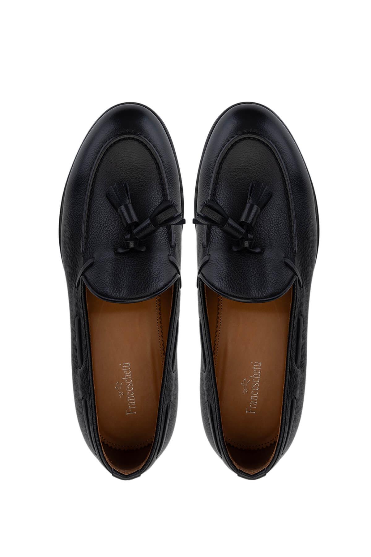 Franceschetti Erkek Hakiki Deri Siyah Loafer Ayakkabı