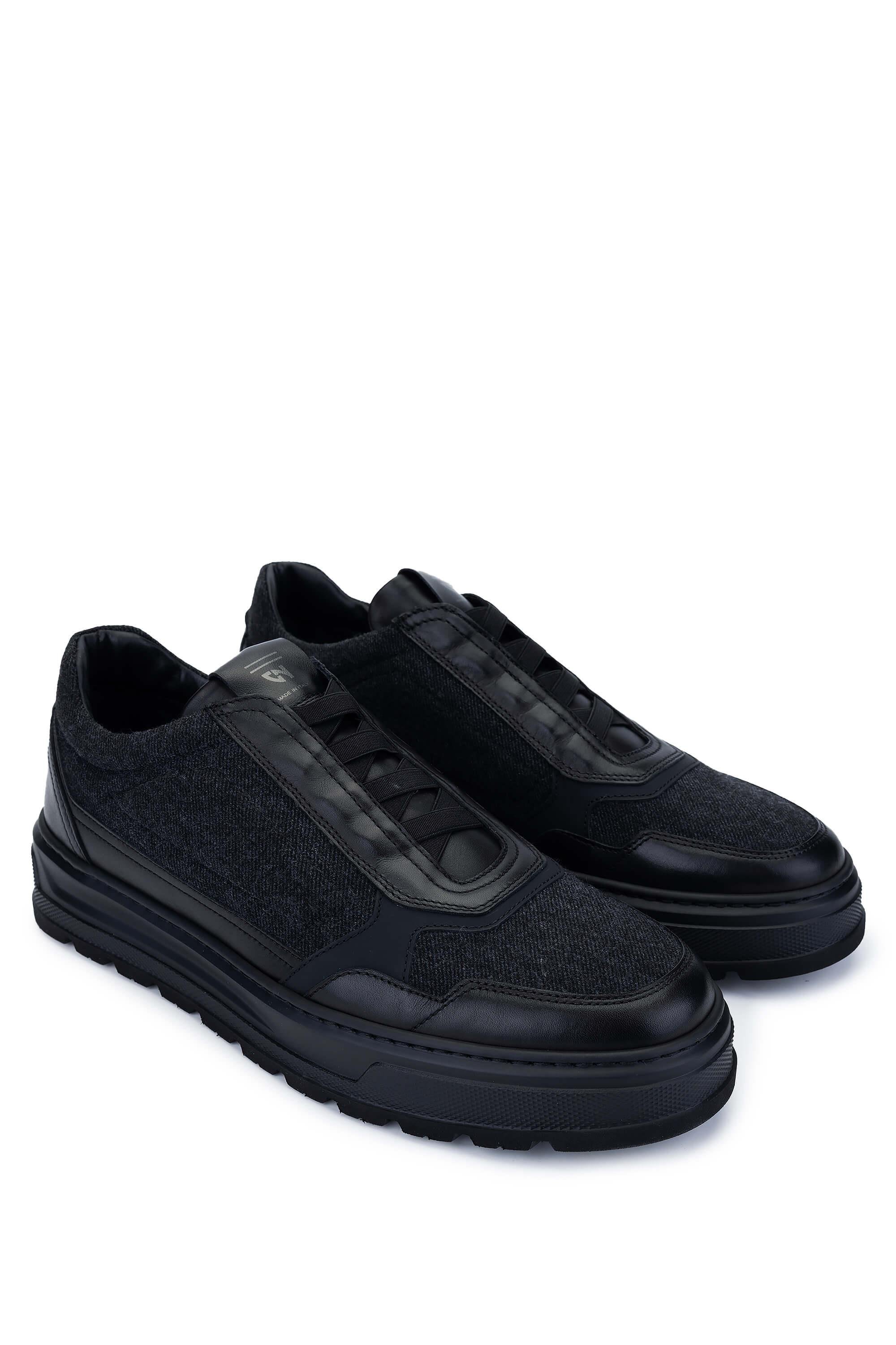 Giampiero Nicola Erkek Hakiki Deri Siyah Casual Ayakkabı