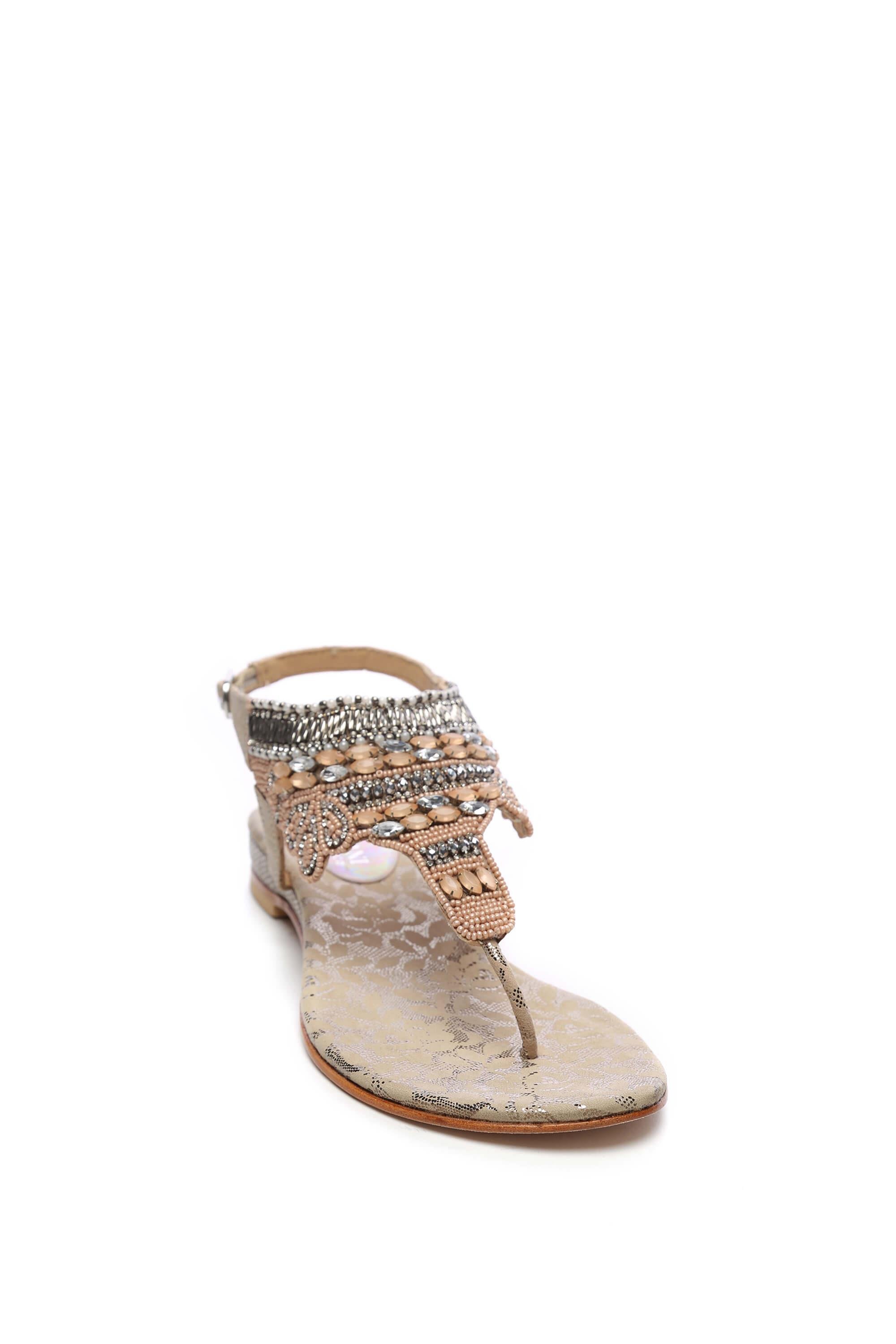 Lazamani Kadın Hakiki Deri Bej Sandalet