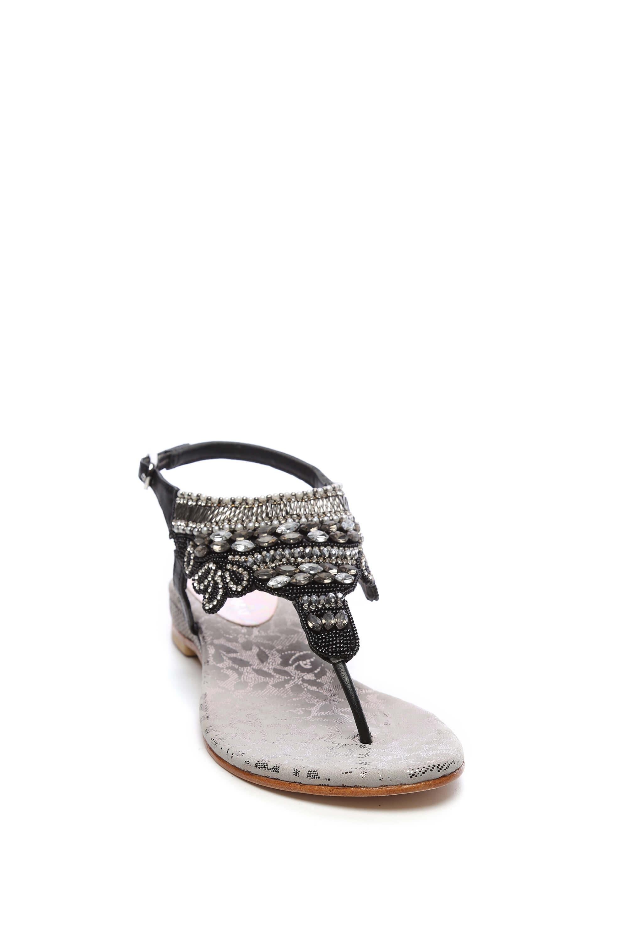 Lazamani Kadın Hakiki Deri Siyah Sandalet