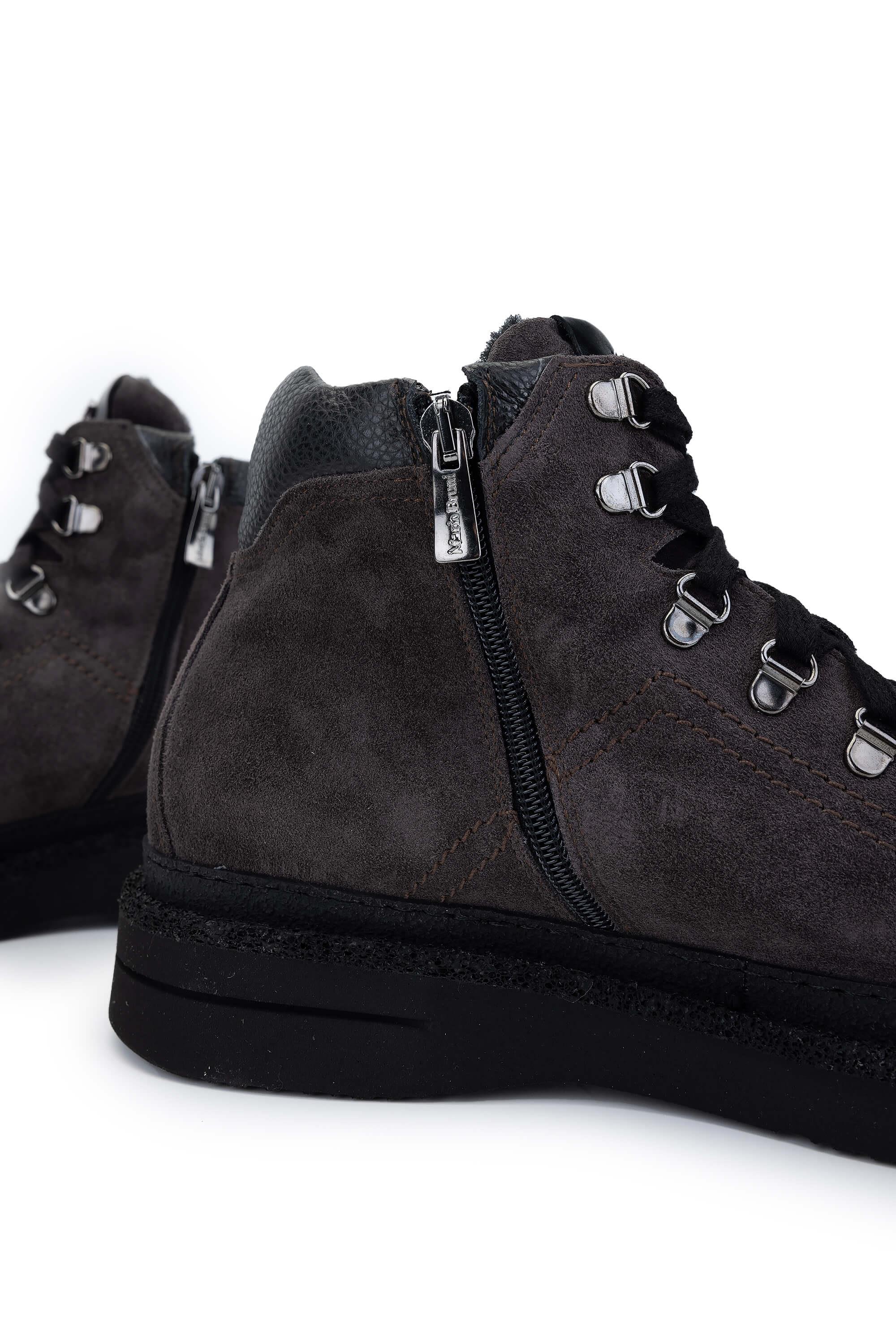 Mario Bruni Erkek Hakiki Deri Gri Casual Bot