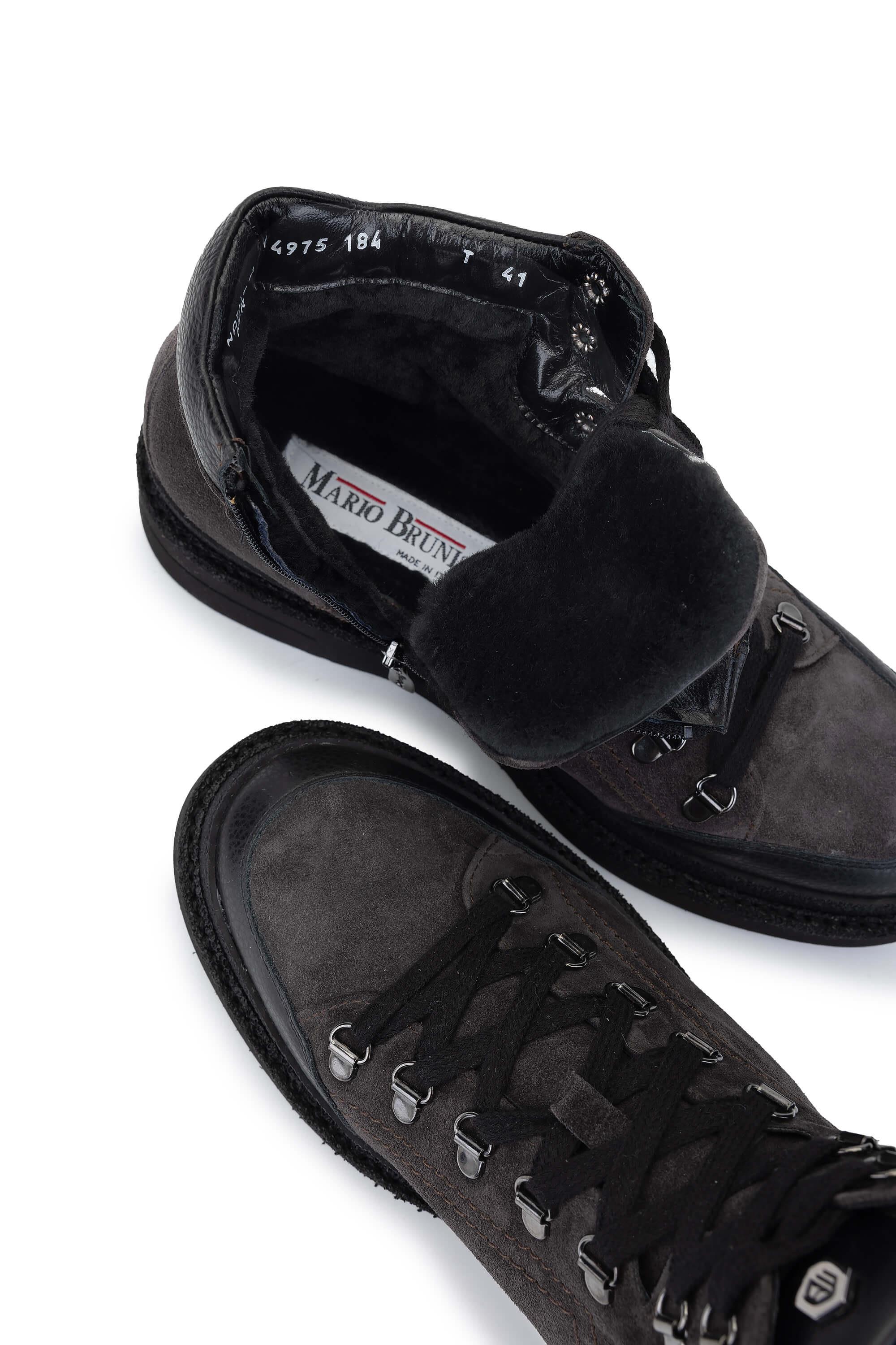 Mario Bruni Erkek Hakiki Deri Gri Casual Bot