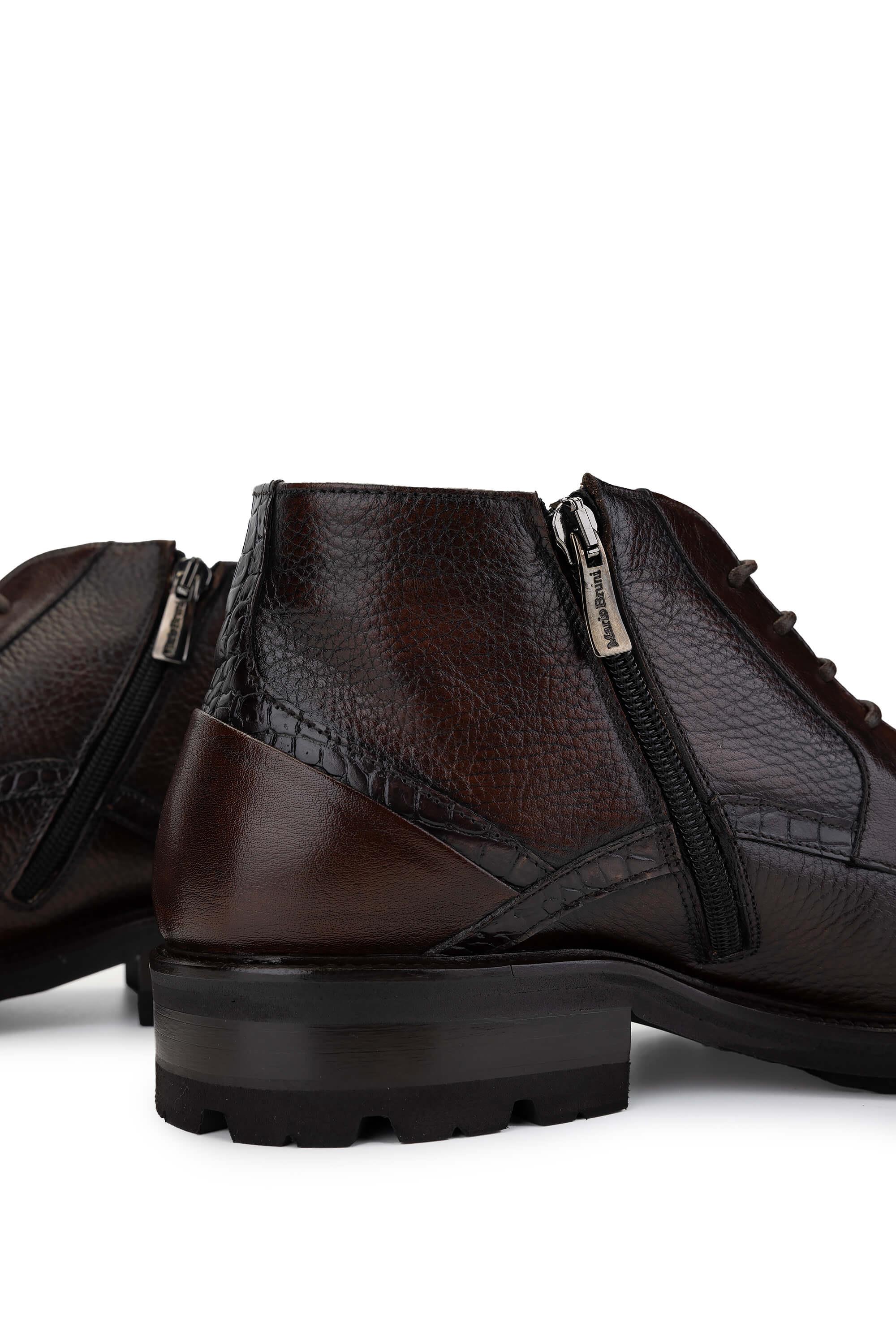 Mario Bruni Erkek Hakiki Deri Koyu Kahve Casual Bot