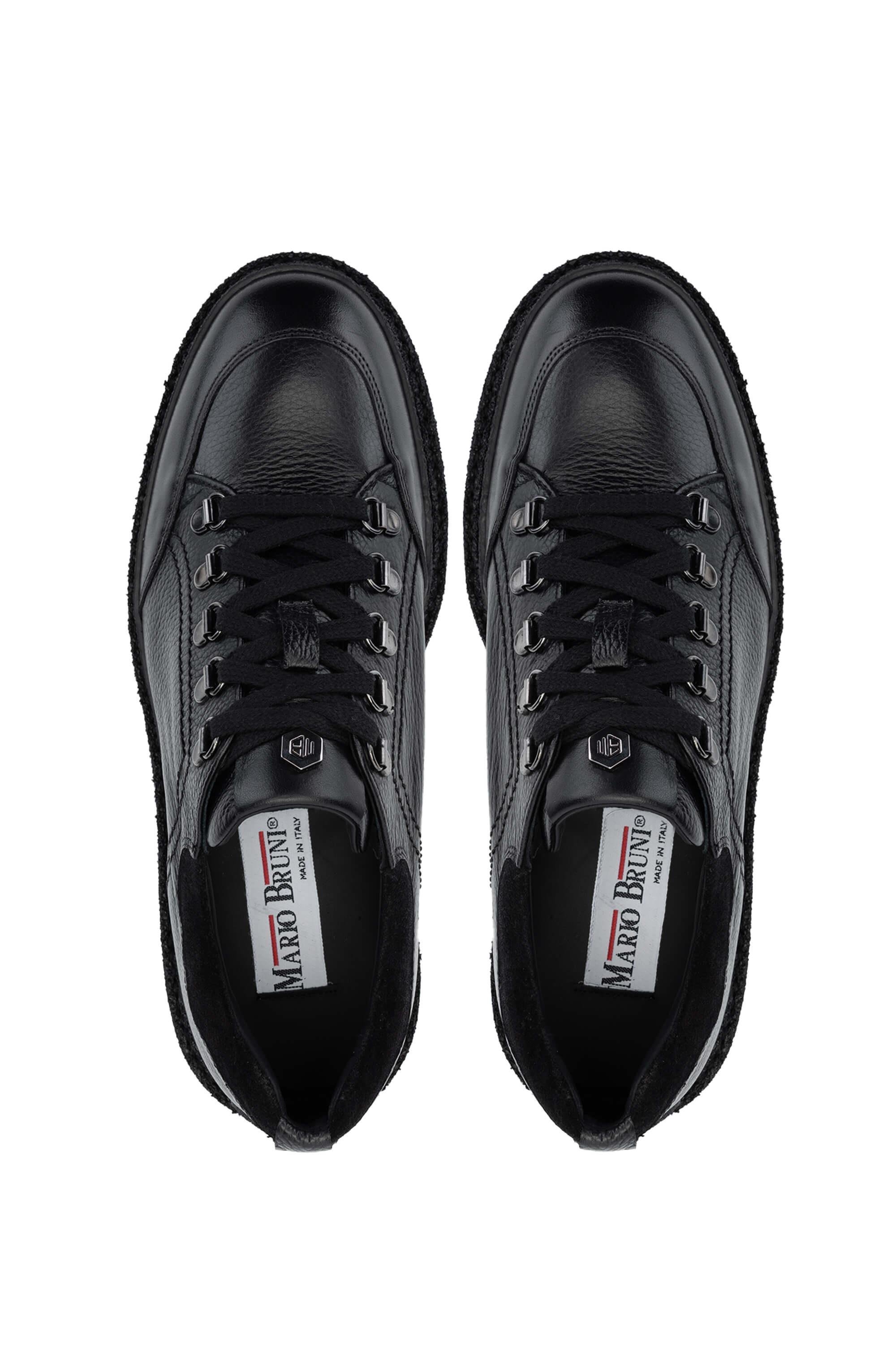 Mario Bruni Erkek Hakiki Deri Siyah Casual Ayakkabı