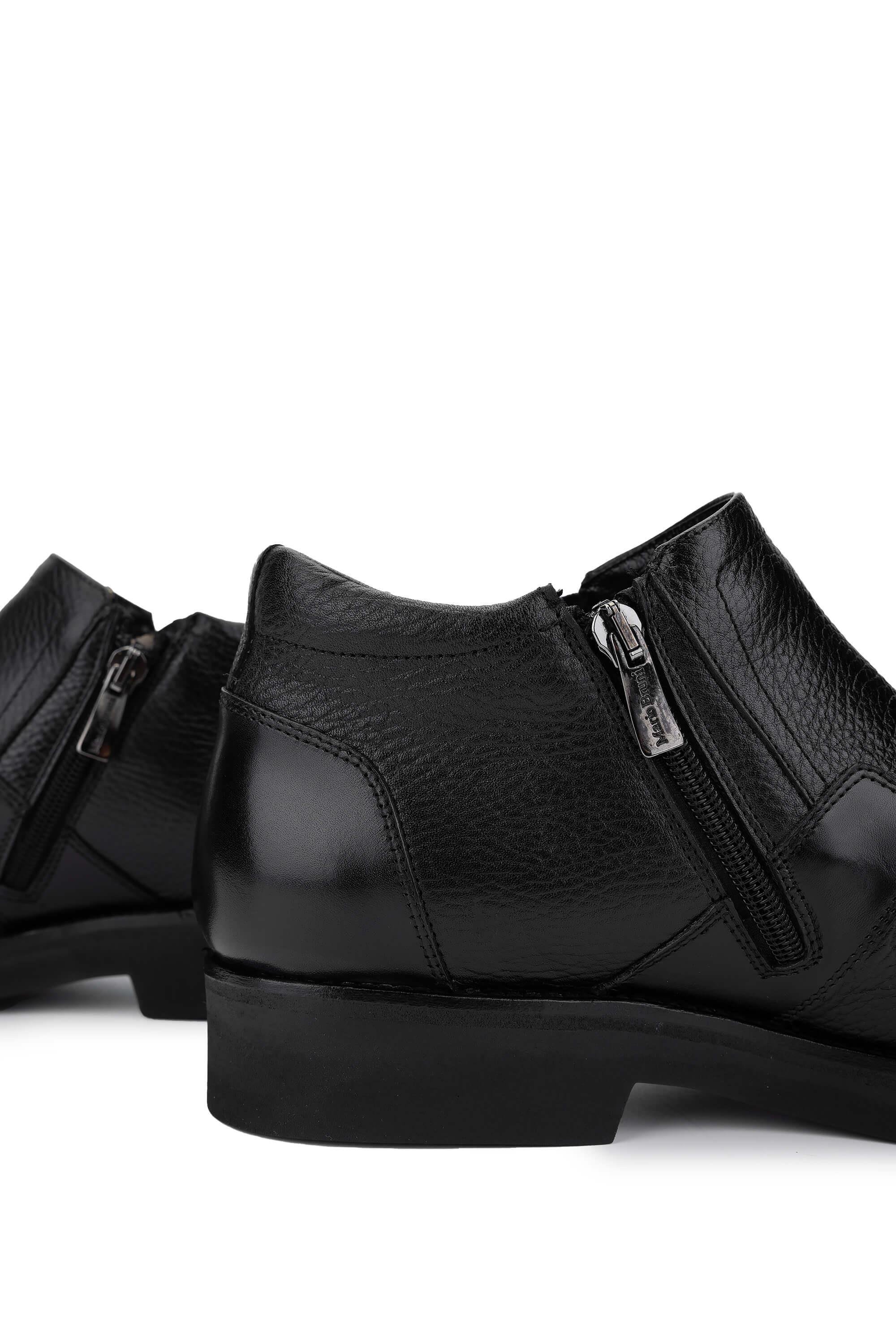 Mario Bruni Erkek Hakiki Deri Siyah Casual Bot