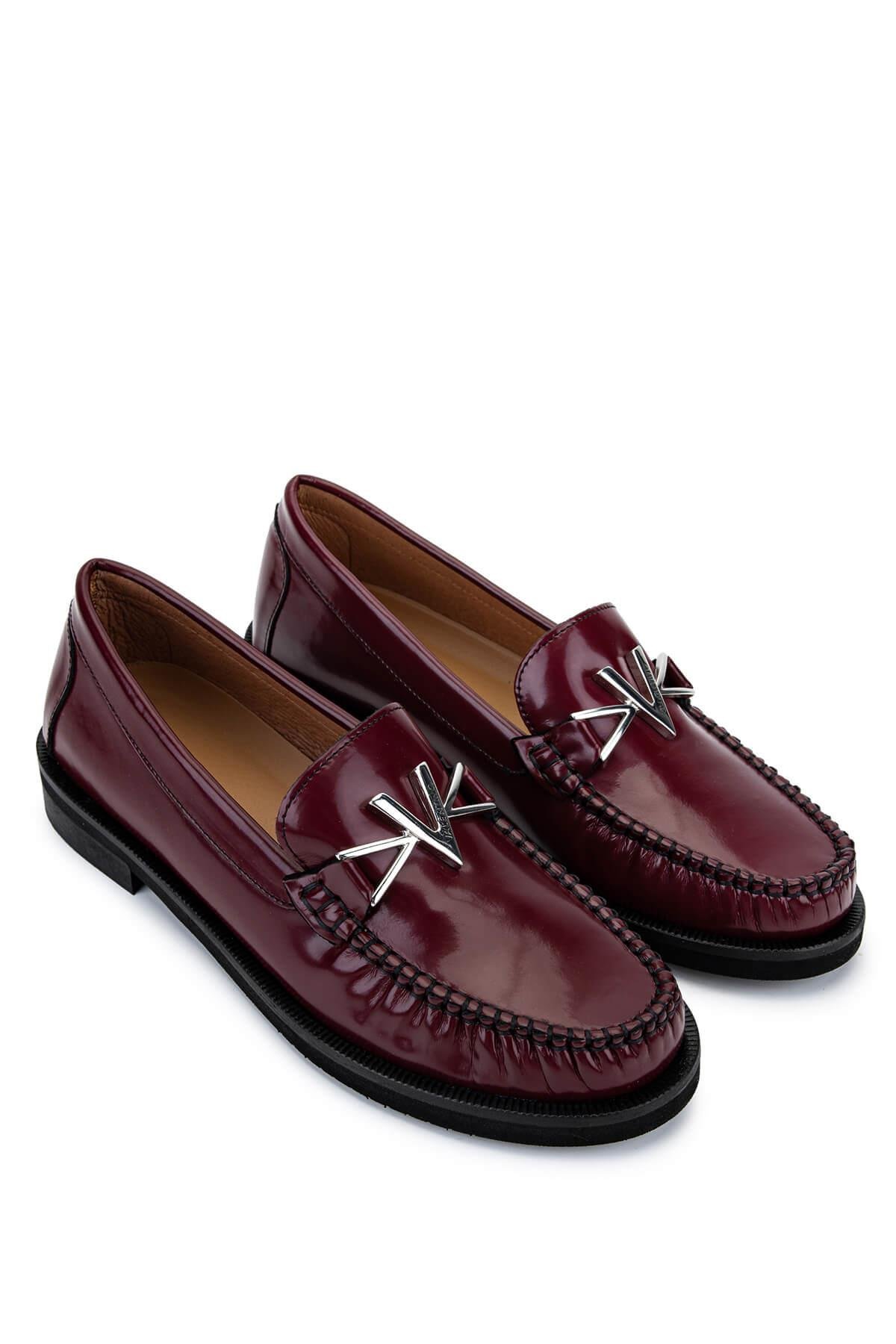 Mario Valentino Kadın Hakiki Deri Bordo Loafer Ayakkabı