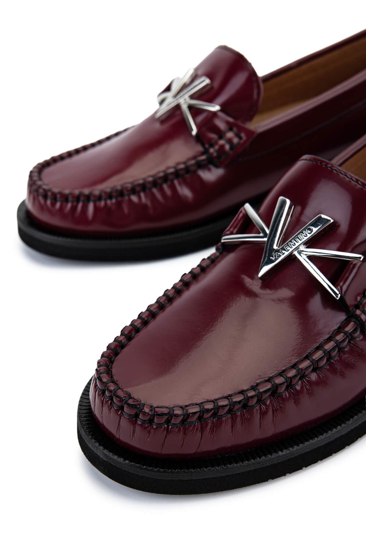 Mario Valentino Kadın Hakiki Deri Bordo Loafer Ayakkabı