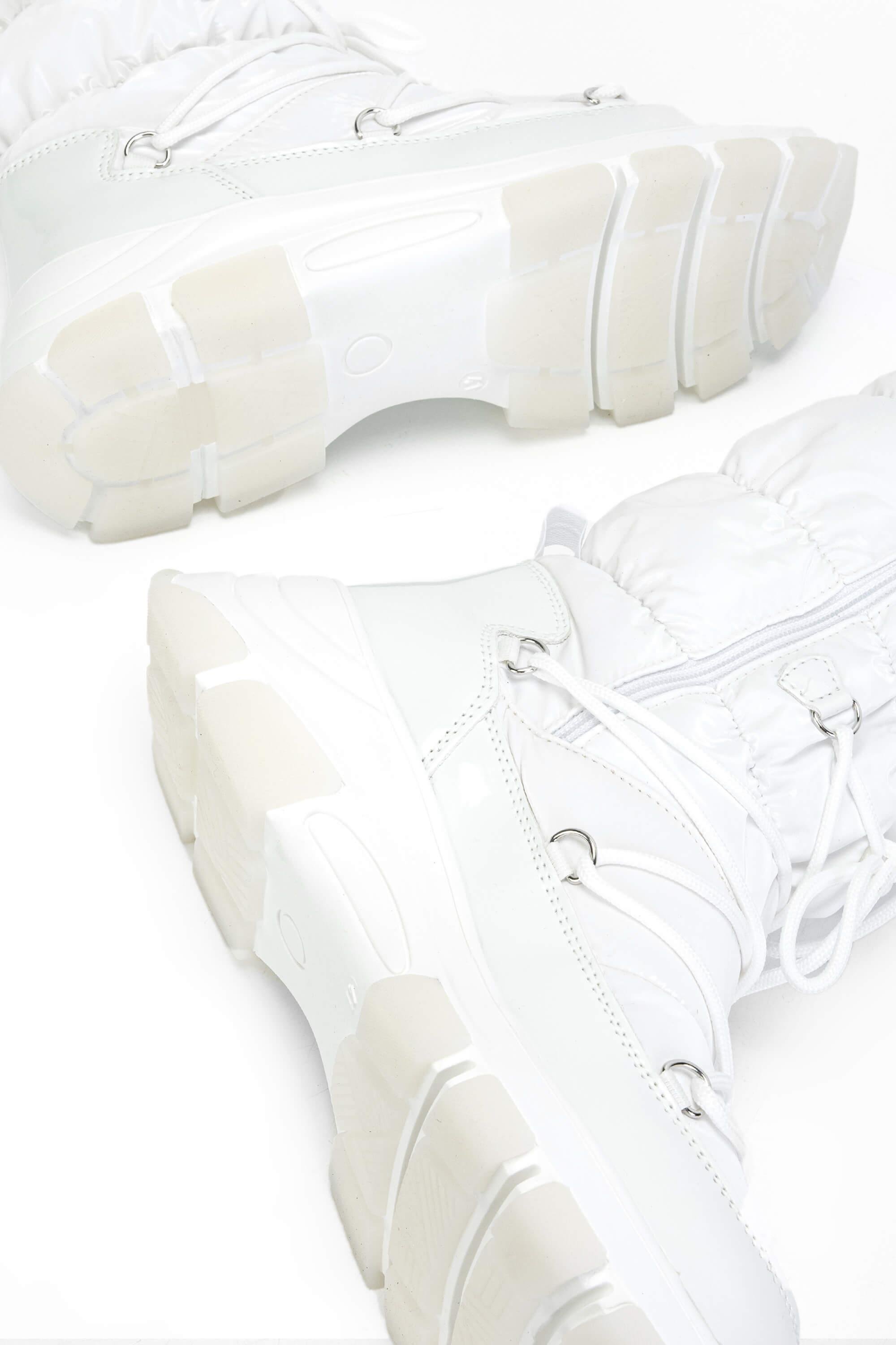 OTHREE Kadın Deri & Tekstil Beyaz Kar Botu